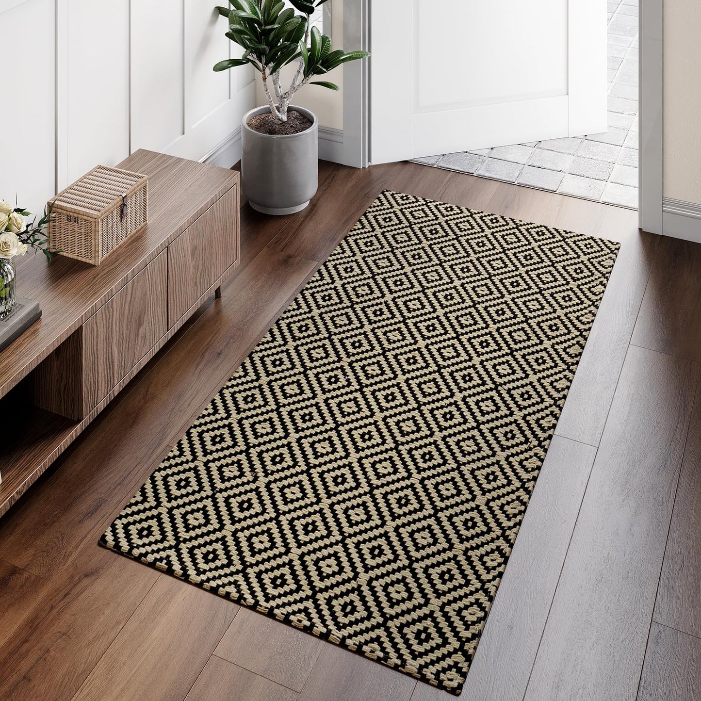 QiCaiJia Boho 2x5 ft Hallway Runners Rug Woven Washable Long Kitchen Runner Mat Rugs Non Slip, Soft Entryway Laundry Hall Runner Floor Carpet for Indoor Backdoor Bedroom Kitchen Living Room