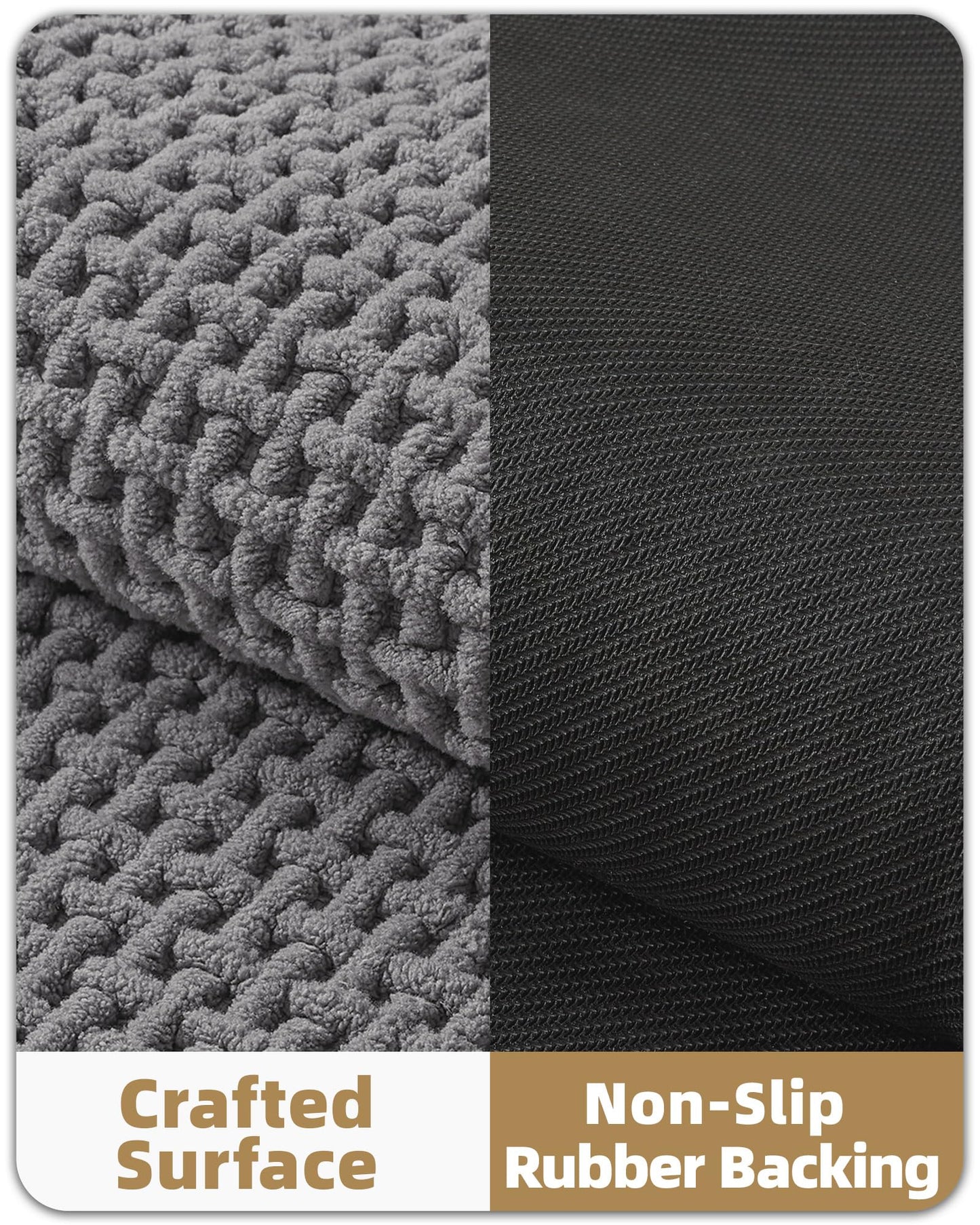 Color&Geometry Rubber Backed Waffle Bath Mat 30x17, Non Slip Water Washable Bathroom Rugs, Soft Absorbent Chenille Boho Carpet for Bathroom Floor, Tub and Shower, Grey