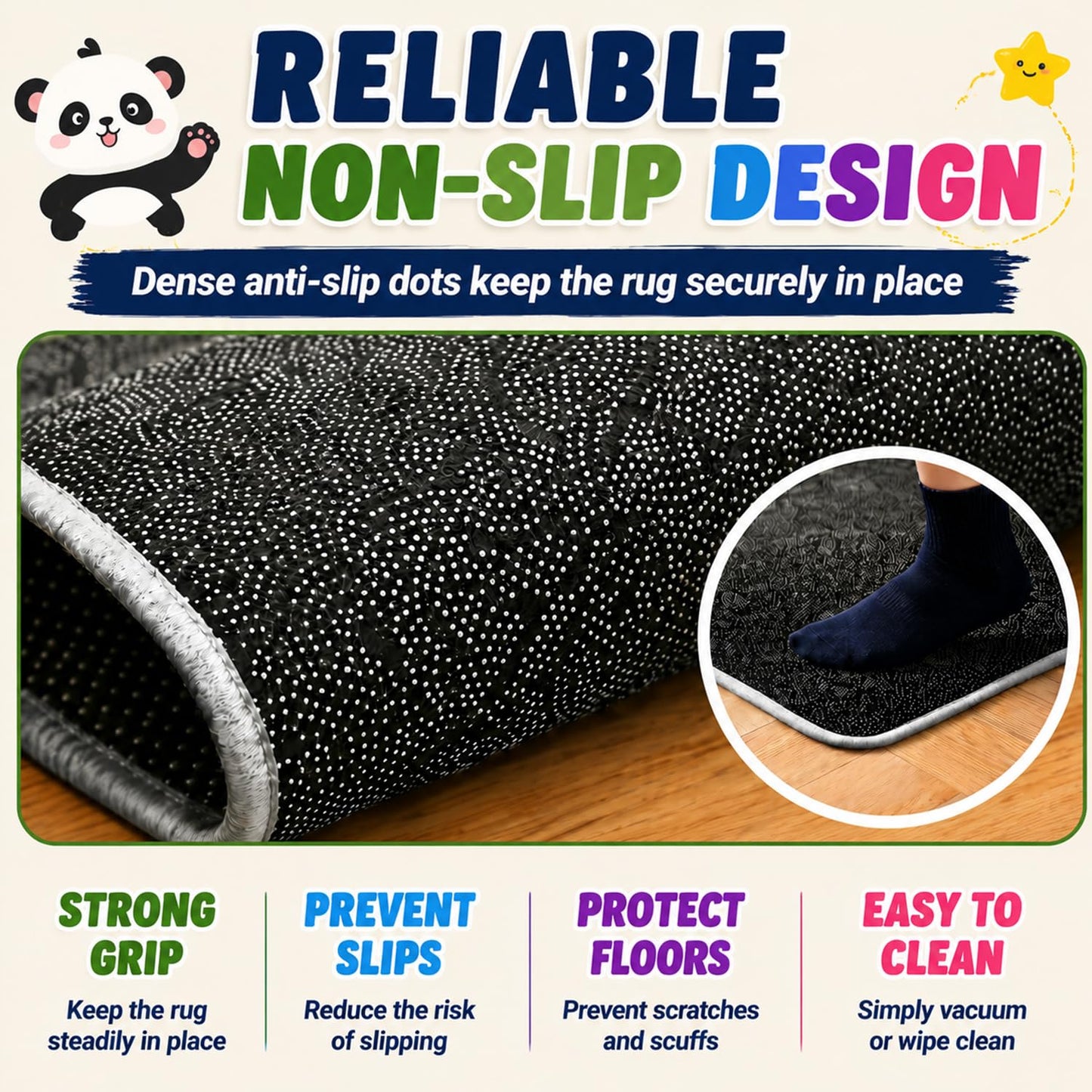ABC Kids Play Rug, Non-Slip Classroom Carpet,78.7" x 59"