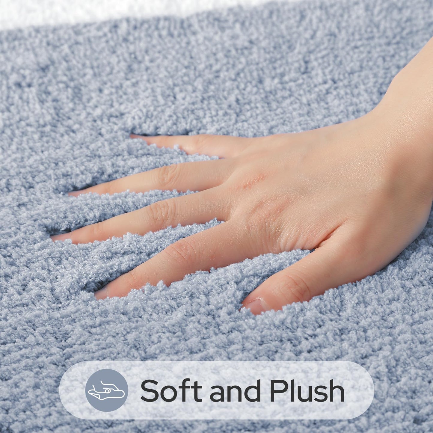 HOMEIDEAS Bathroom Rugs Sets 2 Piece, Super Soft and Absorbent Microfiber Tufted Bath Mats, Non-Slip and Machine Washable Bath Rugs(Blue)