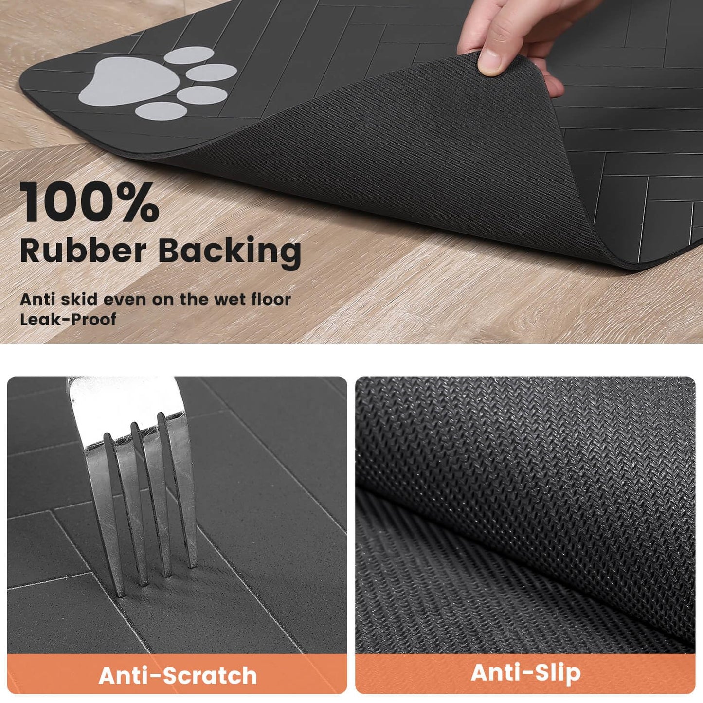 Pet Feeding Mat-Absorbent Pet Placemat for Food and Water Bowl, with Waterproof Rubber Backing, Quick Dry Water Dispenser Mat for Dog and Cat (20"x12", Beige)