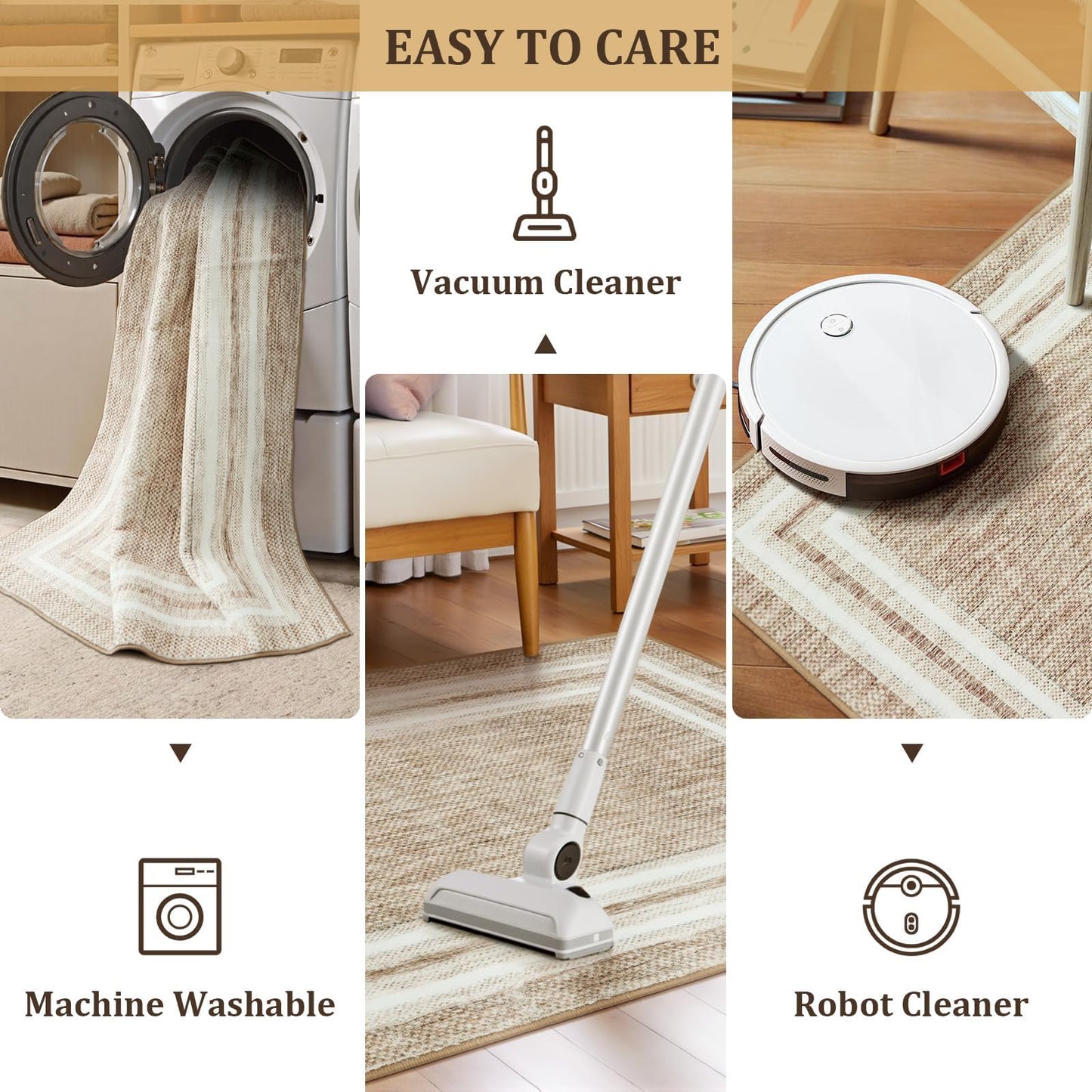 OJIA Modern Bordered Washable Rug 3'x5', Printed Non Slip Rug for Living Room Soft Bedroom Entry Mat Non-Shedding Accent Carpet Indoor Door Mat Small Carpet for Entryway Kitchen Bathroom Office