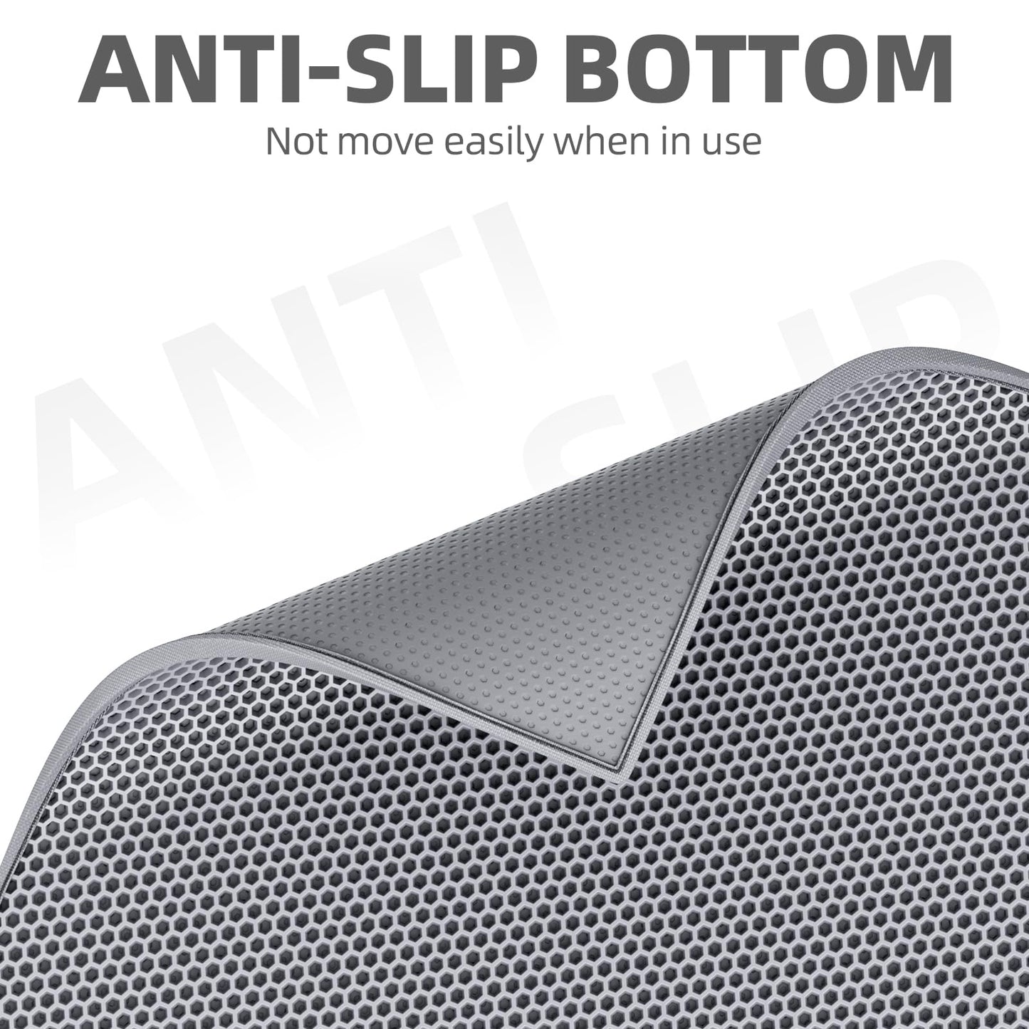ESTHELLO Cat Litter Mat, Cat Litter Trapping Mat, Honeycomb Double Layer Design, Easy to Clean,Washable (24’’ x 15’’ Gray