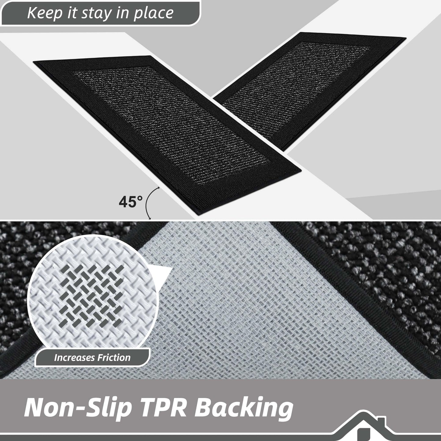 BEQHAUSE Indoor Door Mat 20" x 32", Dirt Trapper Door Mats Non-Slip Entryway Rugs Washable, Resist Dirt Absorbent Welcome Mat, Low Profile Floor Mats for Front Back Door and Entryway, Black