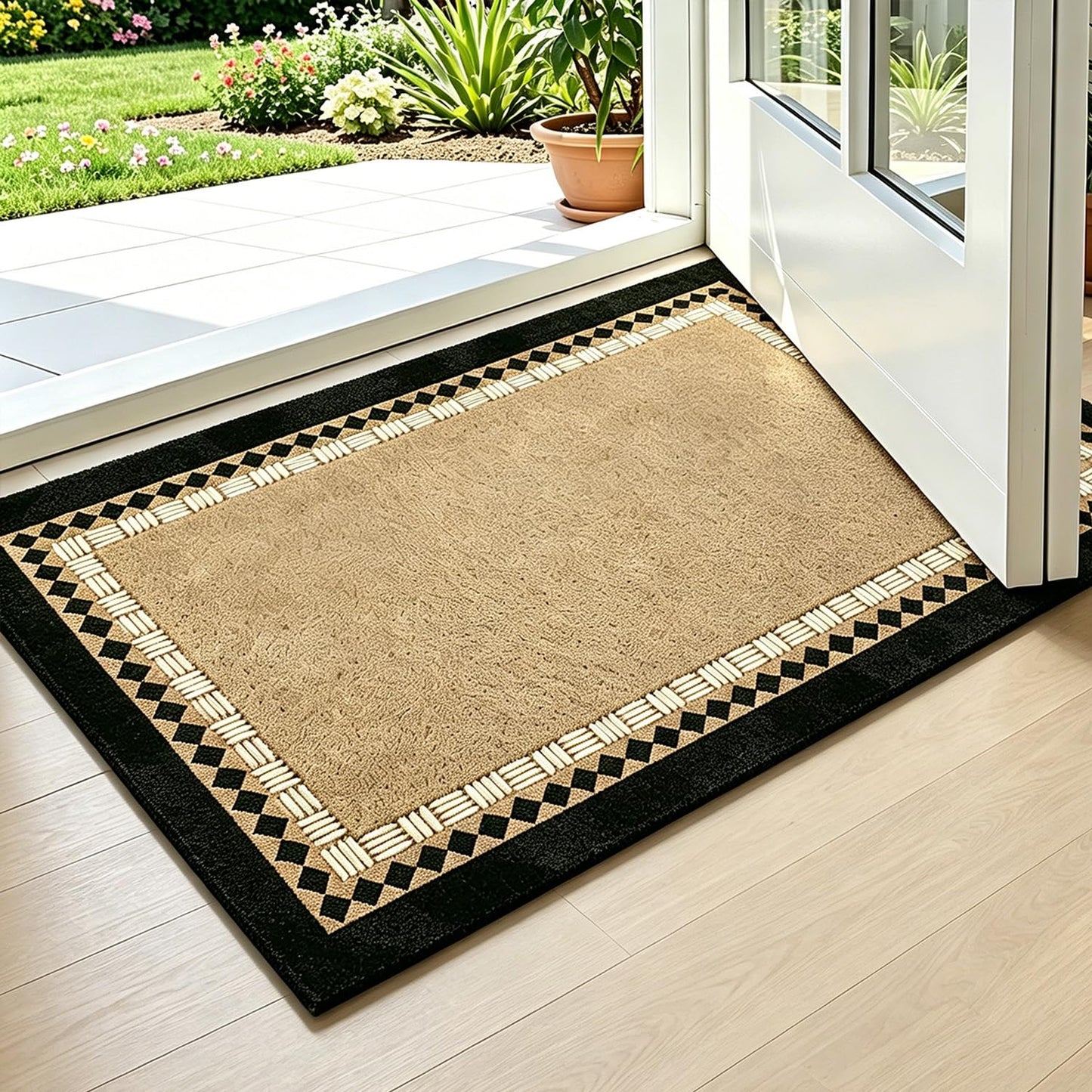 Dirt Trapper Mud Mat for Dog Muddy Paws, Non-Slip Washable Low Profile Doormat, Absorbent Stain Fade Resistant Quick Dry Entrance Mat for Indoor Outdoor Front Back Door Entryway Patio Porch(Mocha)