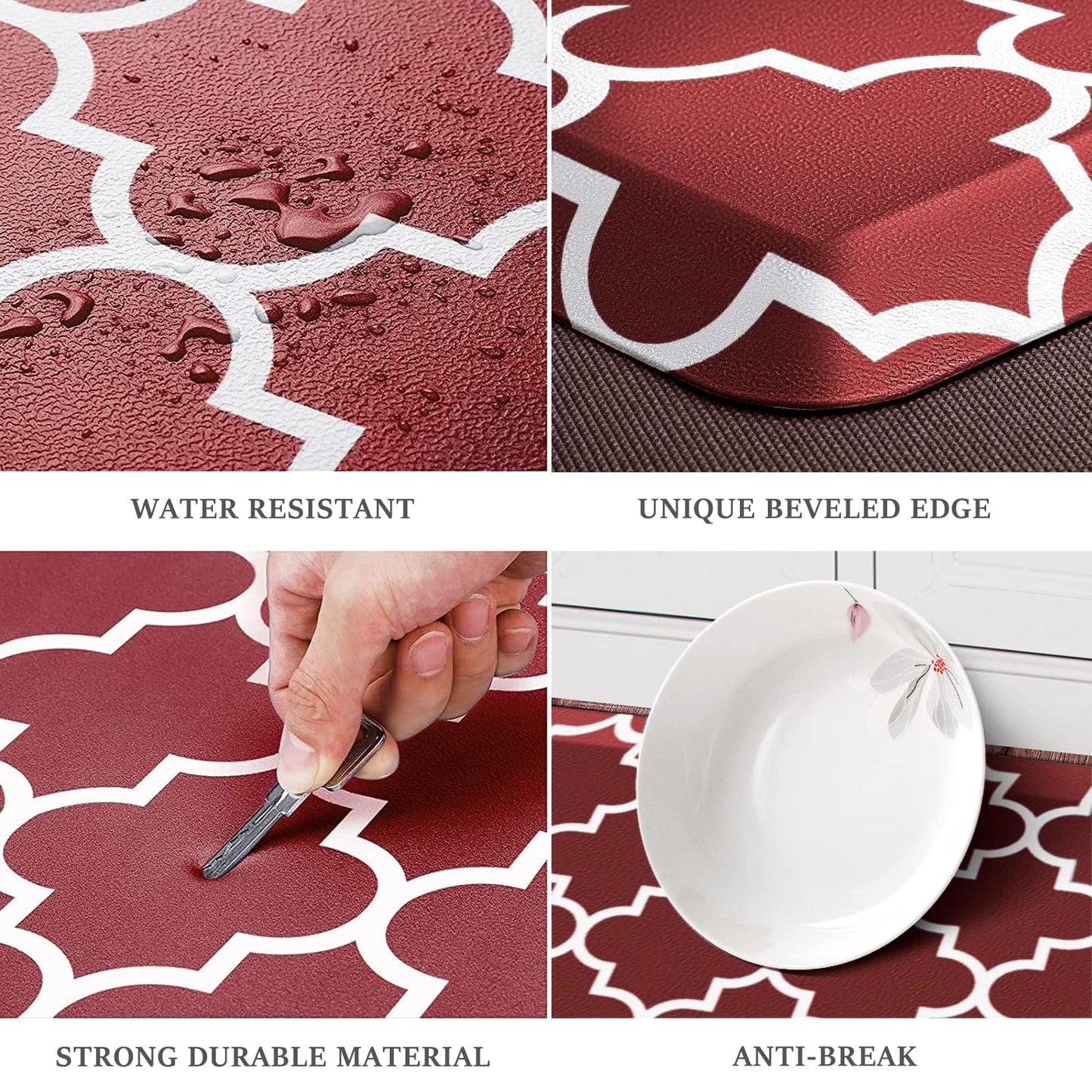 WISELIFE Anti Fatigue Floor Mat - 4/5 Inch Thick Kitchen Mat Non Slip Waterproof Heavy Duty Ergonomic Comfort Mat Durable for Home, Office, Sink, Laundry,(24" x 70", Red)