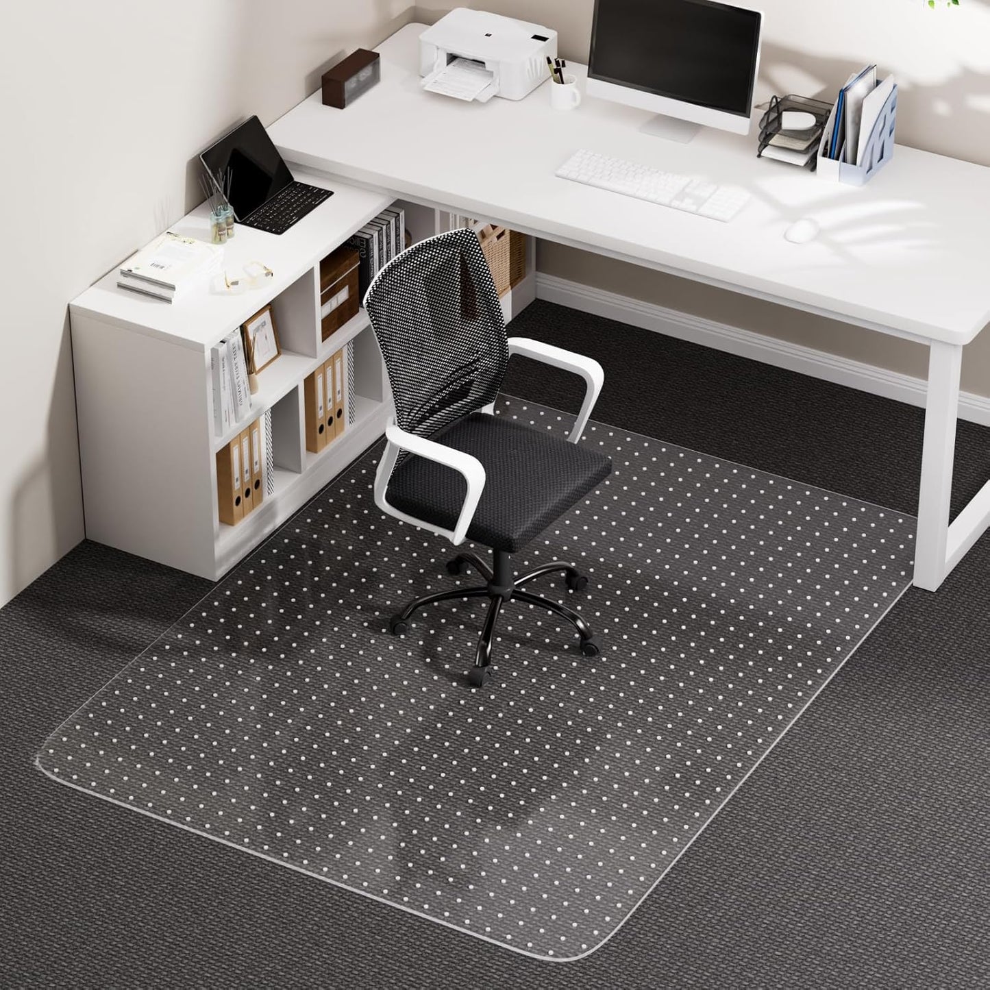 Office Chair Mat for Carpet, 36" x 48" Clear Desk Chair Mat with Lip, Heavy Duty Plastic Floor Protector for Low Pile Carpet, Smooth Easy Glide Under Desk for Office or Home