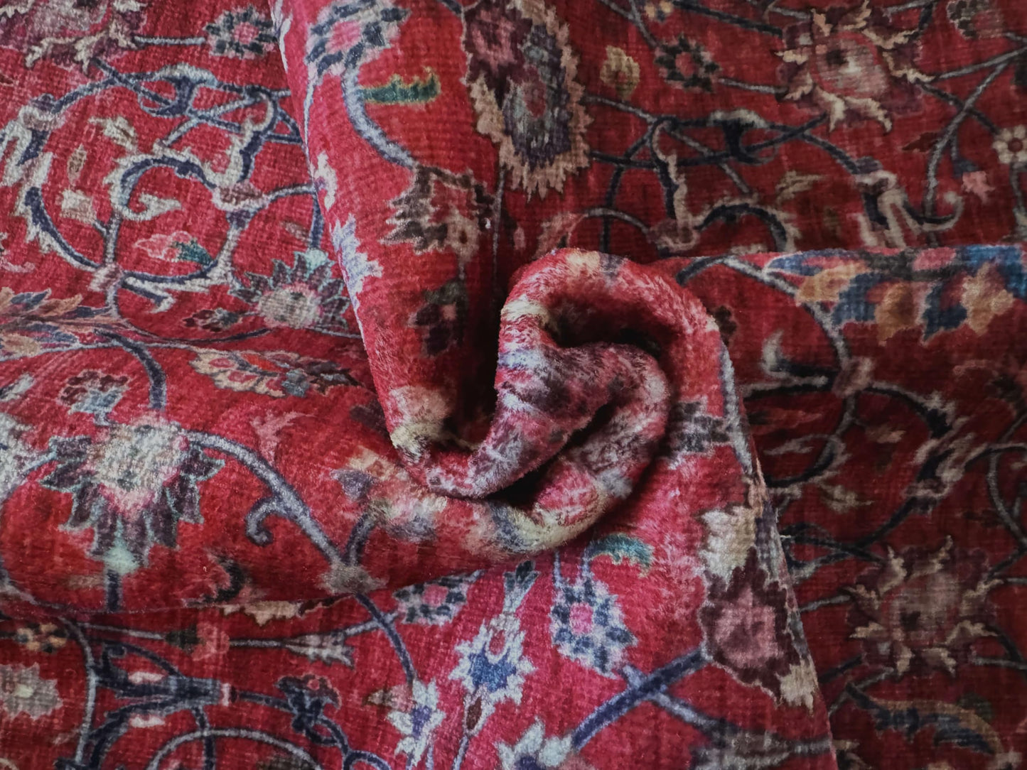 GLN Rugs Traditional - Yildiz - Machine Washable Area Rug, Vintage Washable, Non Slip, Low Pile Area Rug, Entryway, Hallway, Kitchen Rug - Easy Clean (2' x 3' Dark Red)