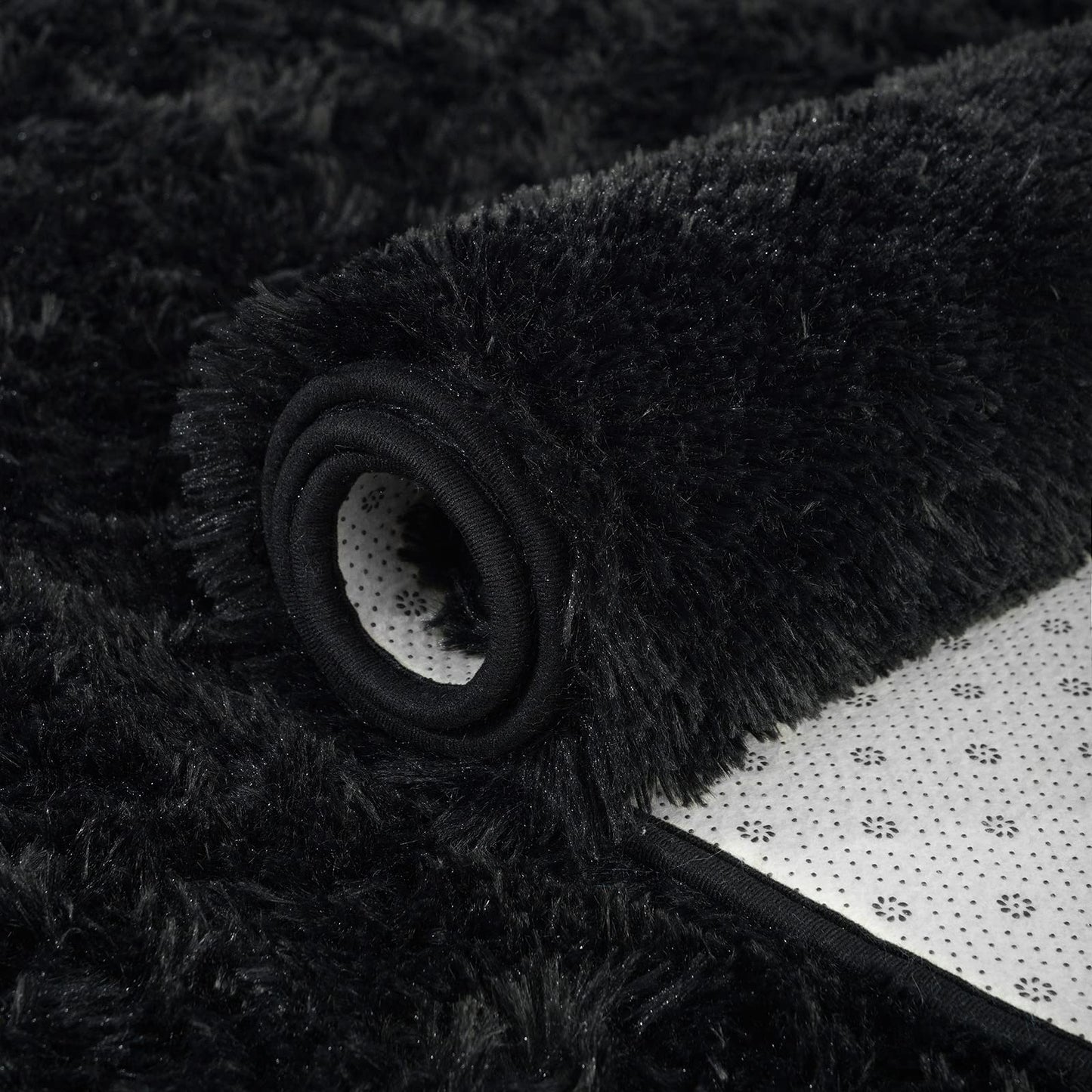 ISEAU Oval Fluffy Rug Carpets, Modern Plush Shaggy Area Rugs for Kids Bedroom Extra Comfy Cute Nursery Mat Bedside Rug for Boys Girls Room Home Decor Mats, 2.6 x 5.3ft, Black