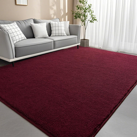 Woottpe 6x9 Feet Red Area Rugs for Bedroom, Indoor Washable Memory Foam Rug for Living Room, Modern Aesthetic Minimalist Non-Slip Carpets for Kids Boys Girls Adults Dorm Home Decor