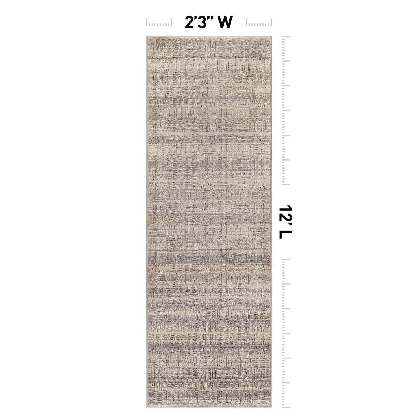 Rugshop Textured High-Low Indoor Runner Rug, Neutral Sandstone Design, Jute Backing, Hallway Entryway Kitchen Rug, Easy-Care Spot Clean, 2' 3" x 12' Beige