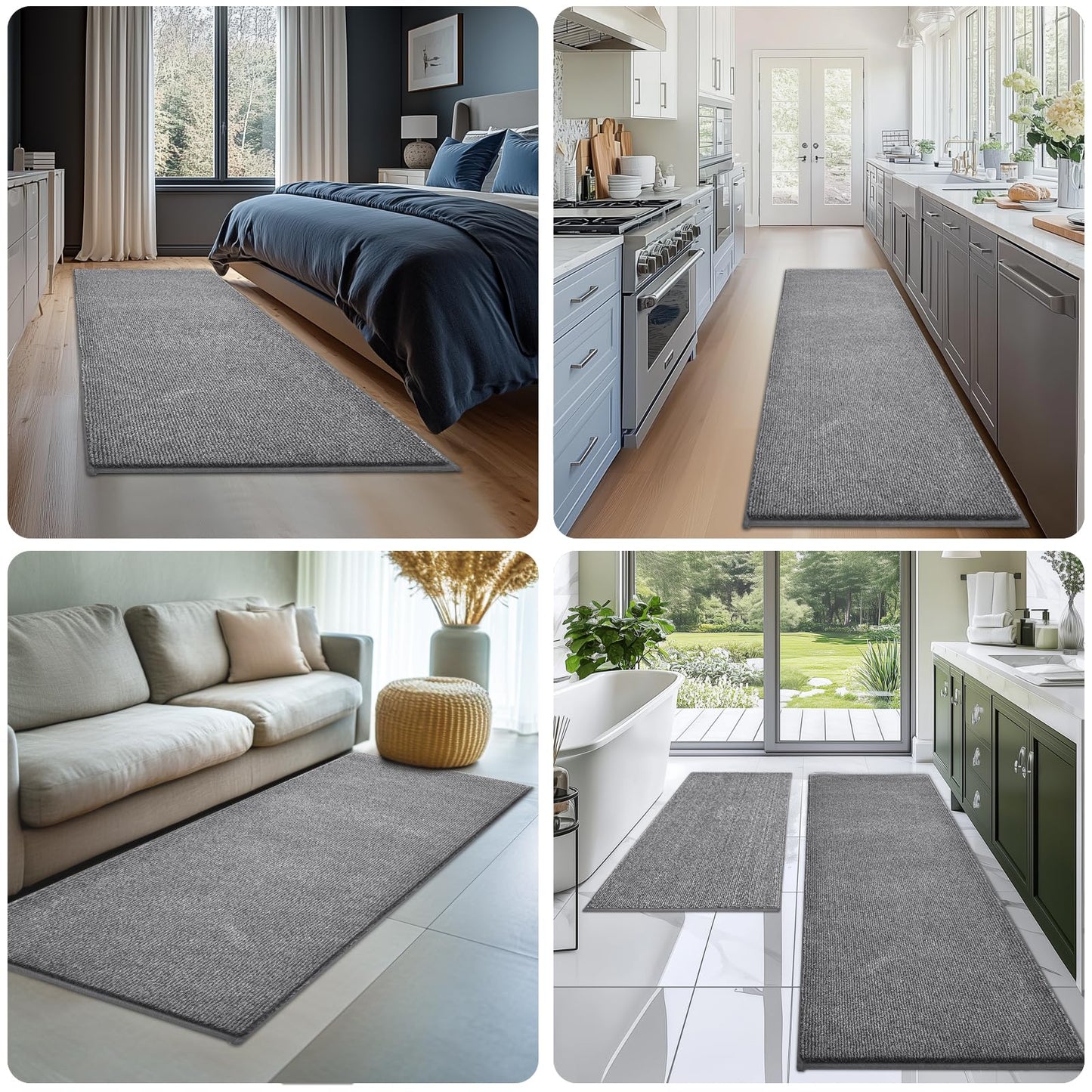 DOMUSTEX Washable Runner Rug 24" x 96" Rectangular, Non Slip Absorbent Indoor Entryway Rug for Floor, Laundry, Hallway, Bedroom (Roll Packing)