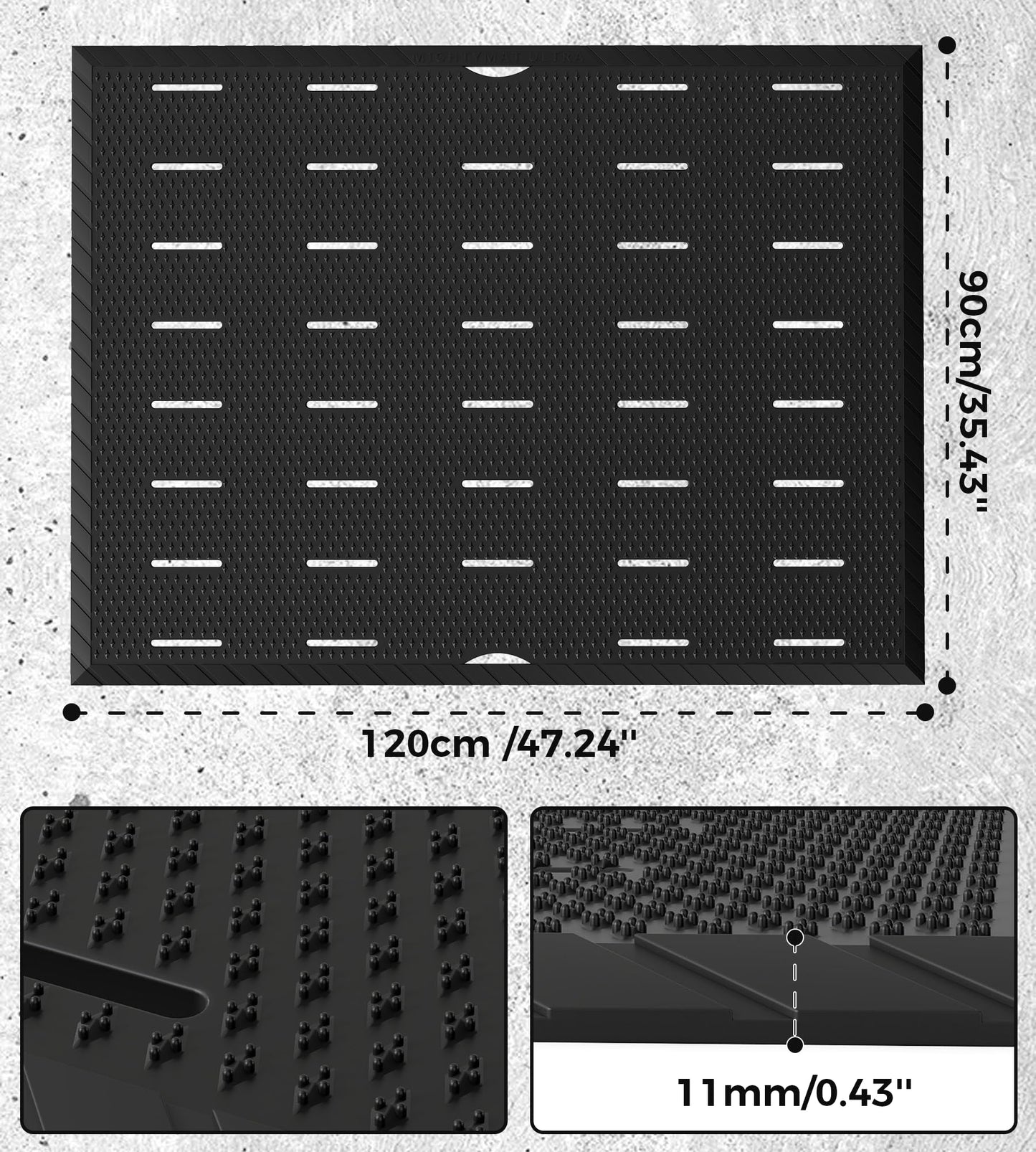 jxgzyy 47"x35" Outdoor Rubber Floor Mats, Non-Slip Commercial Restaurant Mat, Heavy Duty Kitchen Drainage Mats for Outside, Industral, Pool, Entrance, Bar, Wet Area,Oil Proof