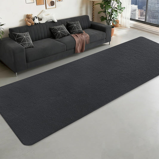 QDUIDU Runner Rugs for Bedroom Living Room, 2x6 Feet Ultra Soft Dark Grey Runner Rug Thickened with Memory-Foam, Solid Modern Minimalist Carpets for Home Decor, Non-Slip and Comfy Bedside Hallway Rug