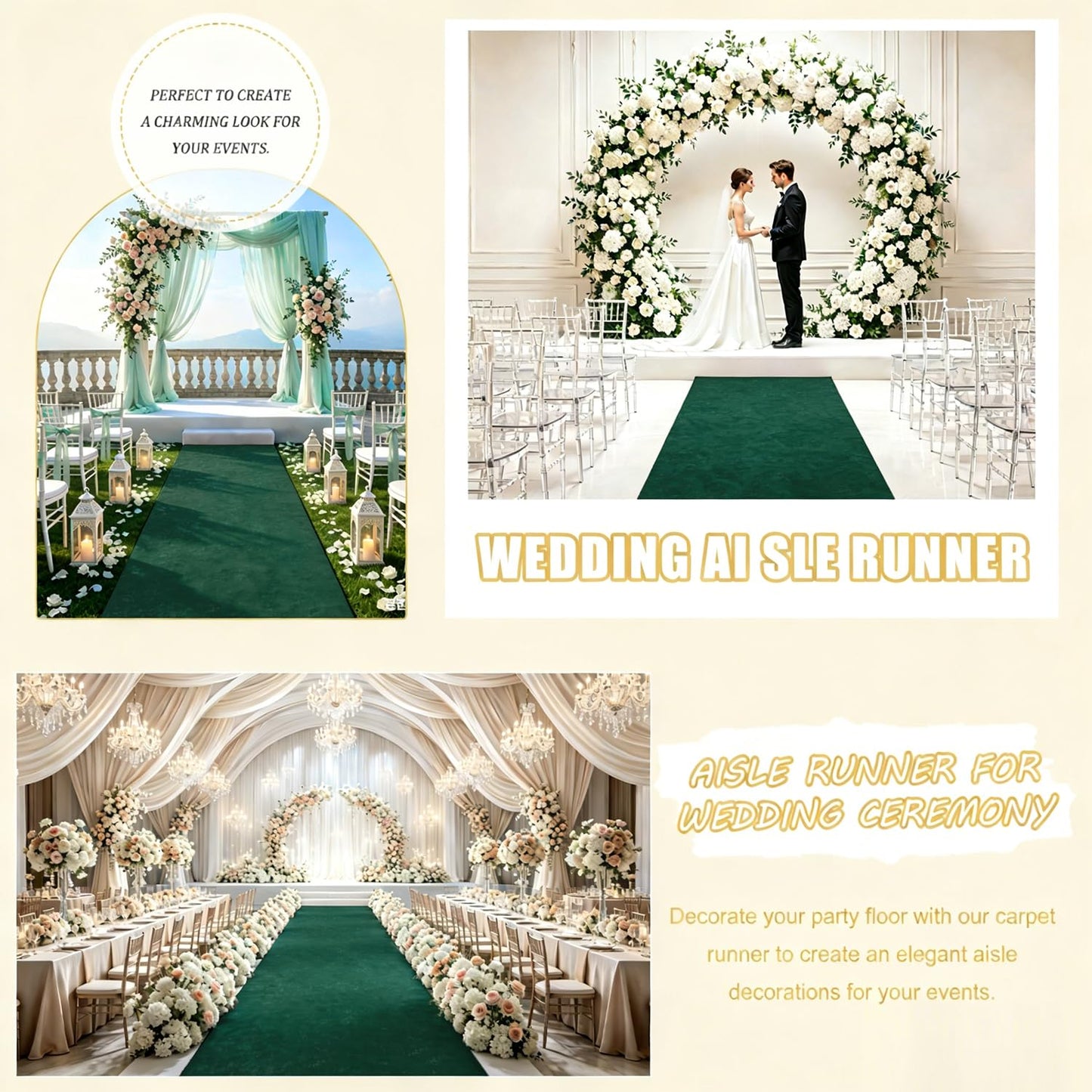 Aisle Runners for Weddings Emerald Green Wedding Aisle Runner 2FTx15FT Luxury Velvet Fabric Carpet Runway Green Aisle Runner for Party Bridal Runner Rug for Ceremony Birthday Event Wedding Decorations