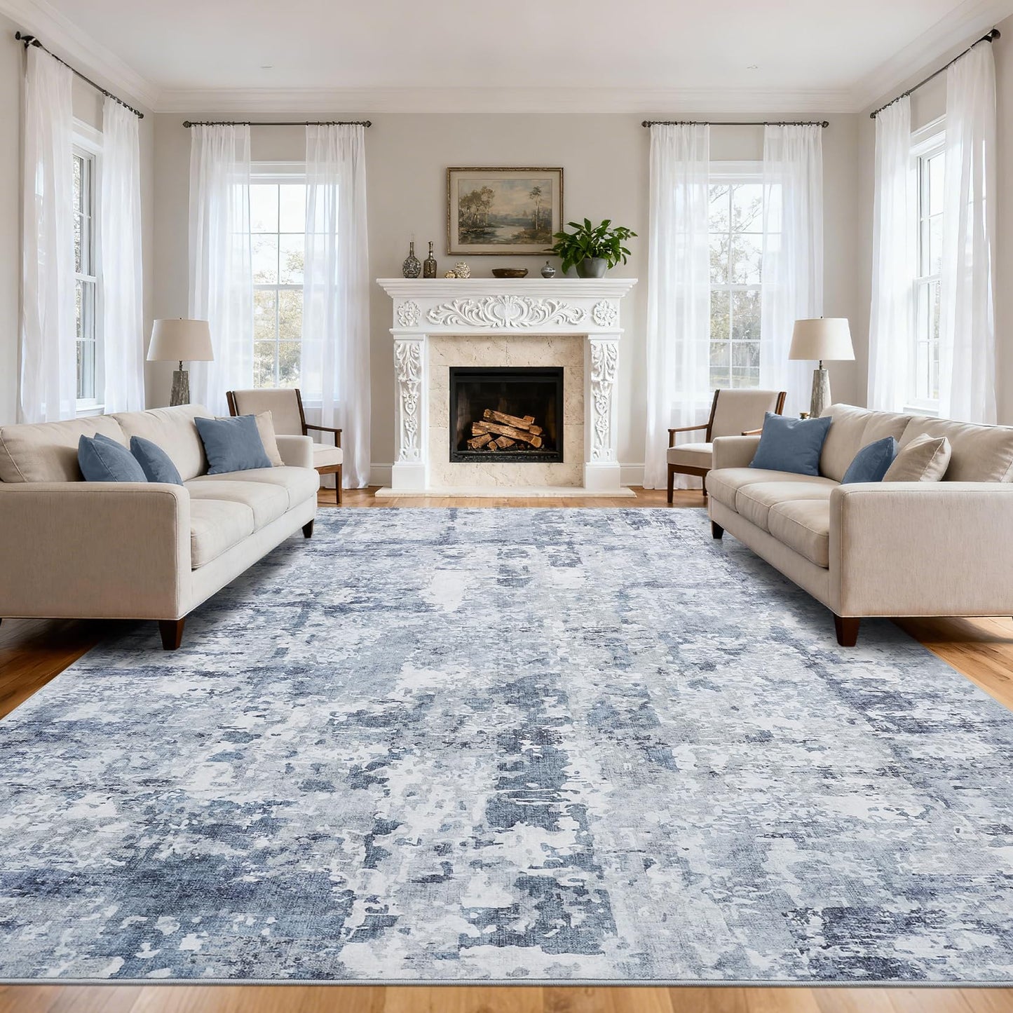 GarveeHome Large Area Rugs 10x14 for Living Room, Abstract Washable Rug Modern Non Slip Floor Mat Carpet Indoor Thin Accent Rug for Bedroom Dining Room Playroom Nursery Home Decor