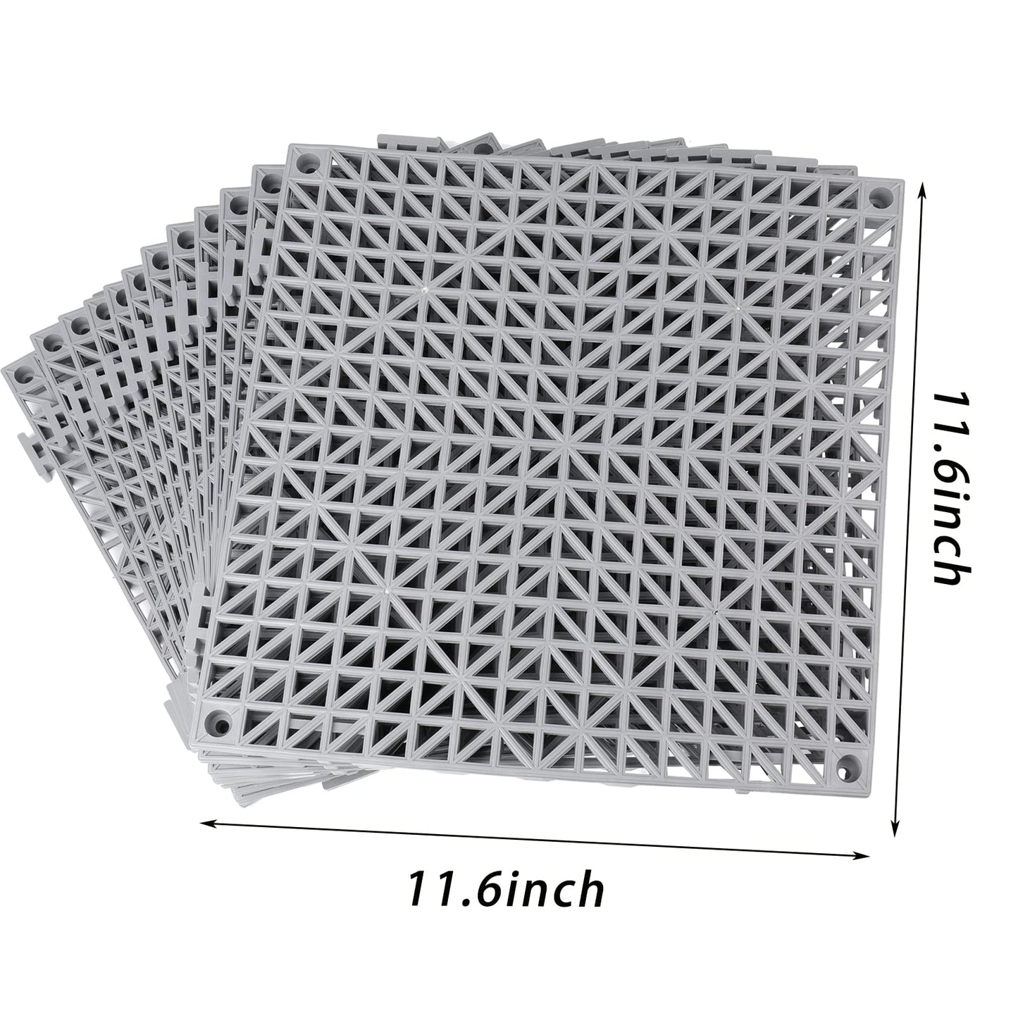 SOUJOY 12 Pieces Modular Interlocking Cushion, 11.6" x 11.6" Rubber Floor Tiles with Holes, Non-Slip Splicing Drainage Mat for Pool Shower Bathroom Kitchen Patio Balcony Yard Pet Area