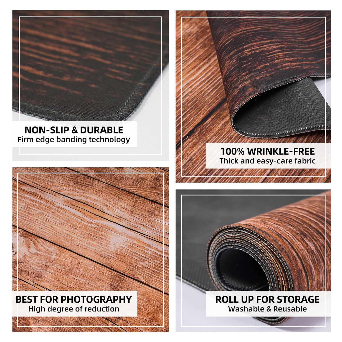 Kate Warm Brown Wood Rubber Photography Floor Mat, Non-Slip Mat Studio Floor Backdrop, Rustic Wood Grain Mat Newborn Photography Drops Photo Studio Props 8X5ft