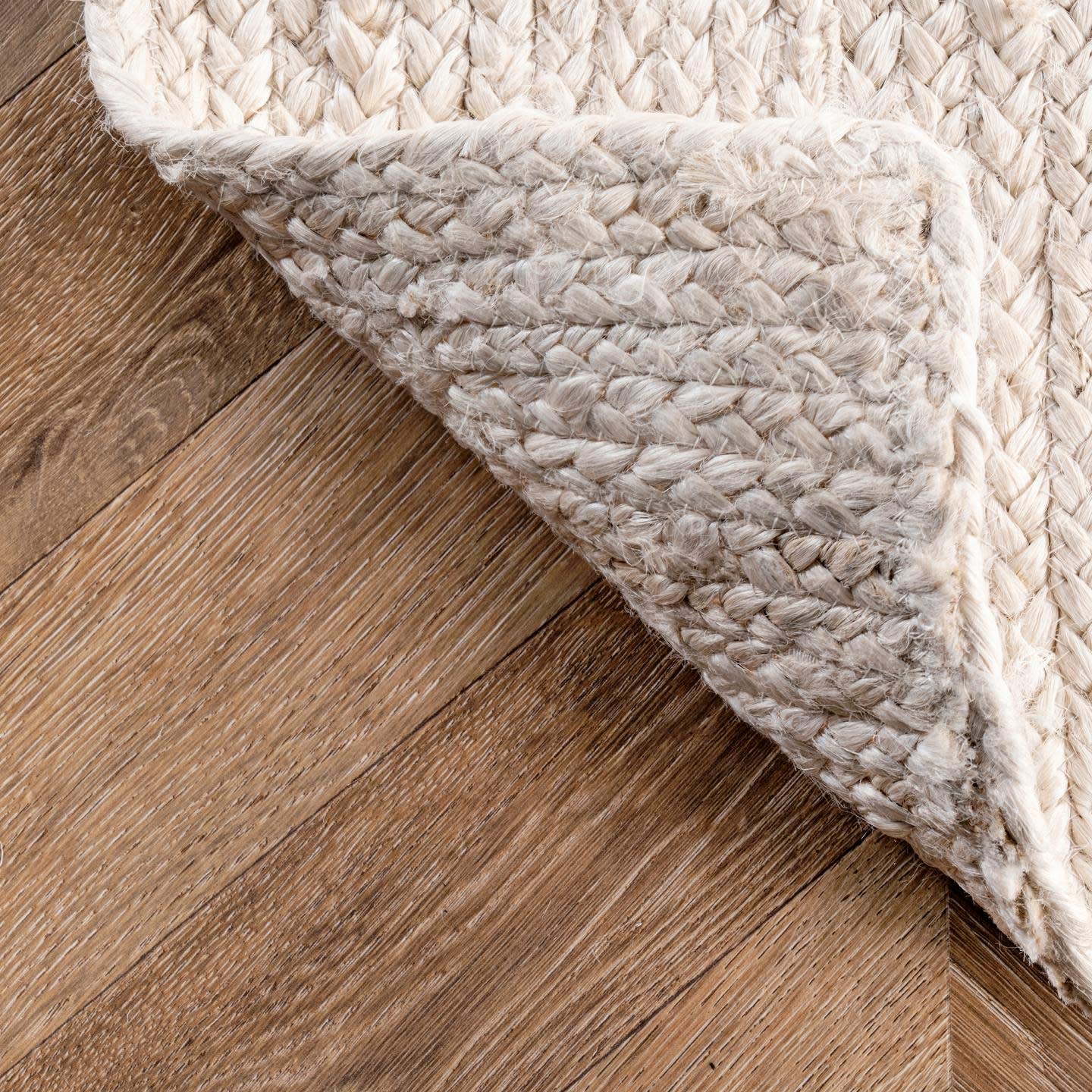 nuLOOM 4 Square Rigo Jute Hand Woven Area Rug, Off White, Solid Farmhouse Design, Natural Fiber, For Bedroom, Living Room, Dining Room, Hallway, Office, Kitchen, Entryway
