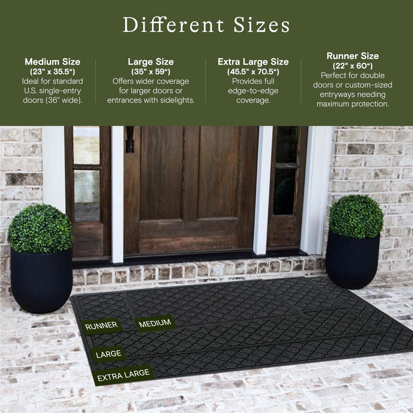 WaterHog Cordova Front Door Mat Indoor Outdoor Entrance, Absorbent All-Weather Doormat with Non-Slip Rubber Backing, Dirt & Moisture Trapper, Low Profile, Easy Clean, Made in USA, 35"x59" Charcoal
