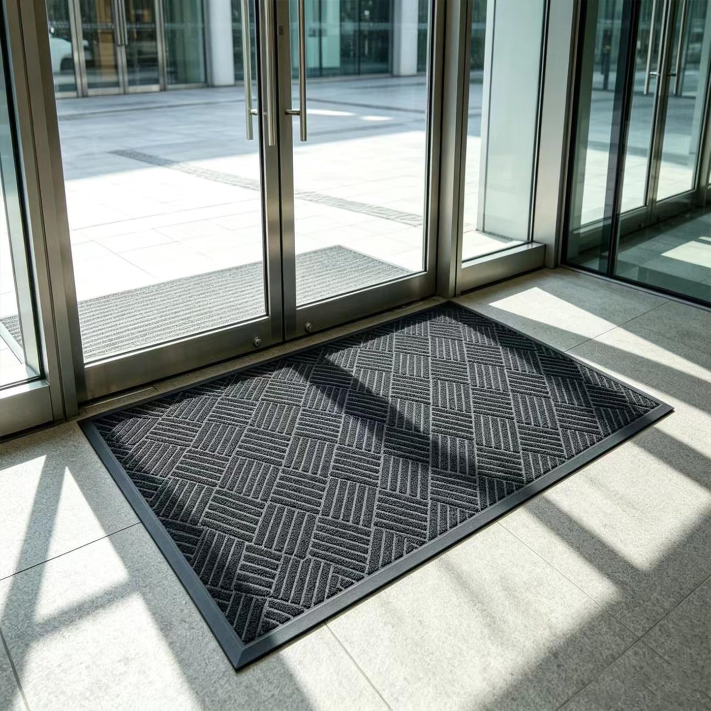 HEAUIK 3'x5' Commercial Floor Mat for Front Door Entryway,Indoor Outdoor Mats Doormat,Heavy Duty Mat for Home&High-Traffic Areas,Low Profile Large Industrial Grade Mats,Non-Slip Backing,Diamond Black