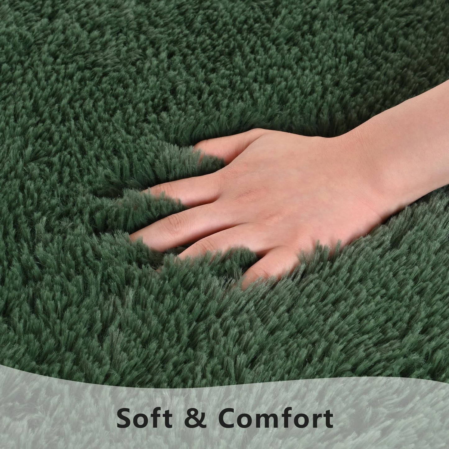 Zedrew Deep Green Runner Area Rugs for Bedroom Living Room, 2x4 Feet Fluffy Bedside Rugs, Soft Shaggy Carpet Rug for Kids Room Nursery, Furry Cute Rugs for Girls Boys Dorm Room Home Decor