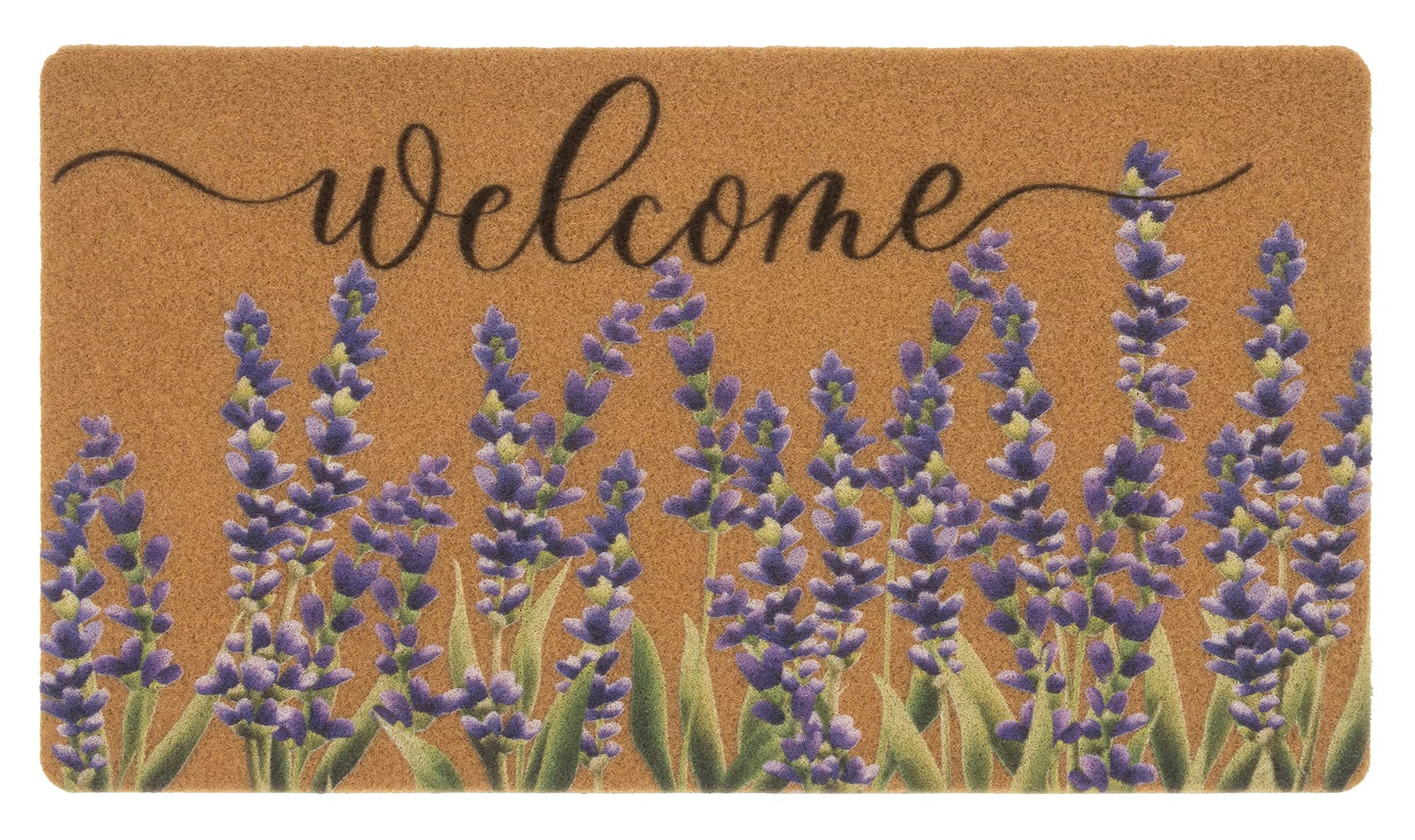 XuoAz Lavender-Welcome-Doormat for Indoor Outdoor Entrance Floral-Spring-Summer-Door-Mats Non Slip Coir Seasonal Doormat 17 x 29 Inches