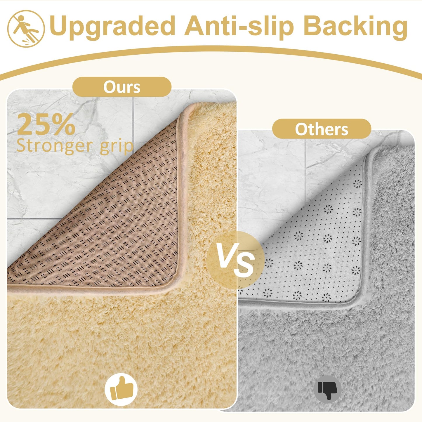 MondayRug Bathroom Rugs Non Slip 24"x16", Absorbent Bath Mats Quick Dry, Shaggy Microfiber Bath Rugs,Extra Soft Plush, Machine Washable Bath Mats for Bathroom Floor, Tub and Shower, Light Yellow
