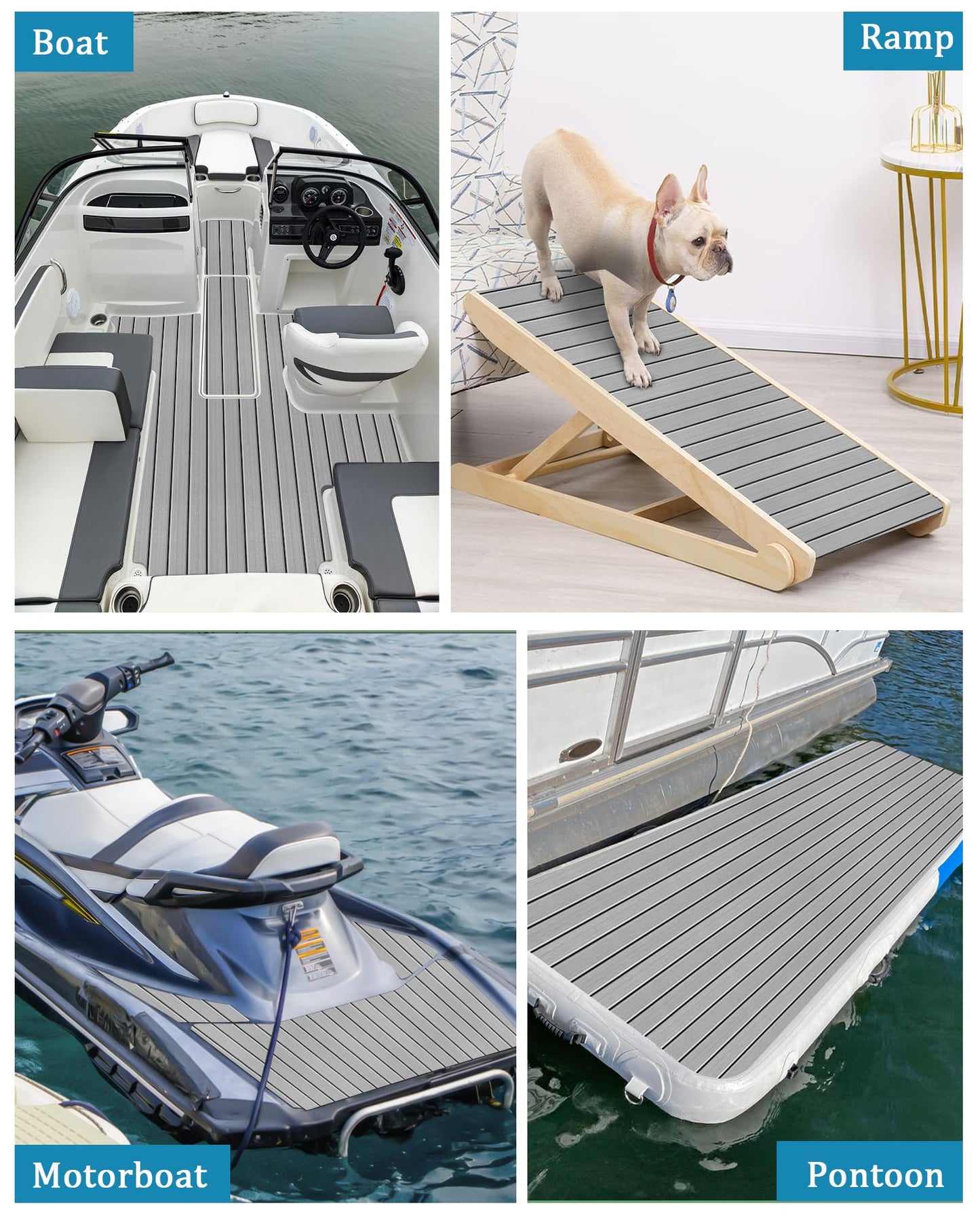 KXKZREN EVA Foam Boat Decking with 3M Adhesive Backing - Strong Self-Adhesive Faux Teak Flooring Sheet 47.2" x 11.8" Anti-Slip Marine Mats for Motorboat Jon Boats Yacht Kayak