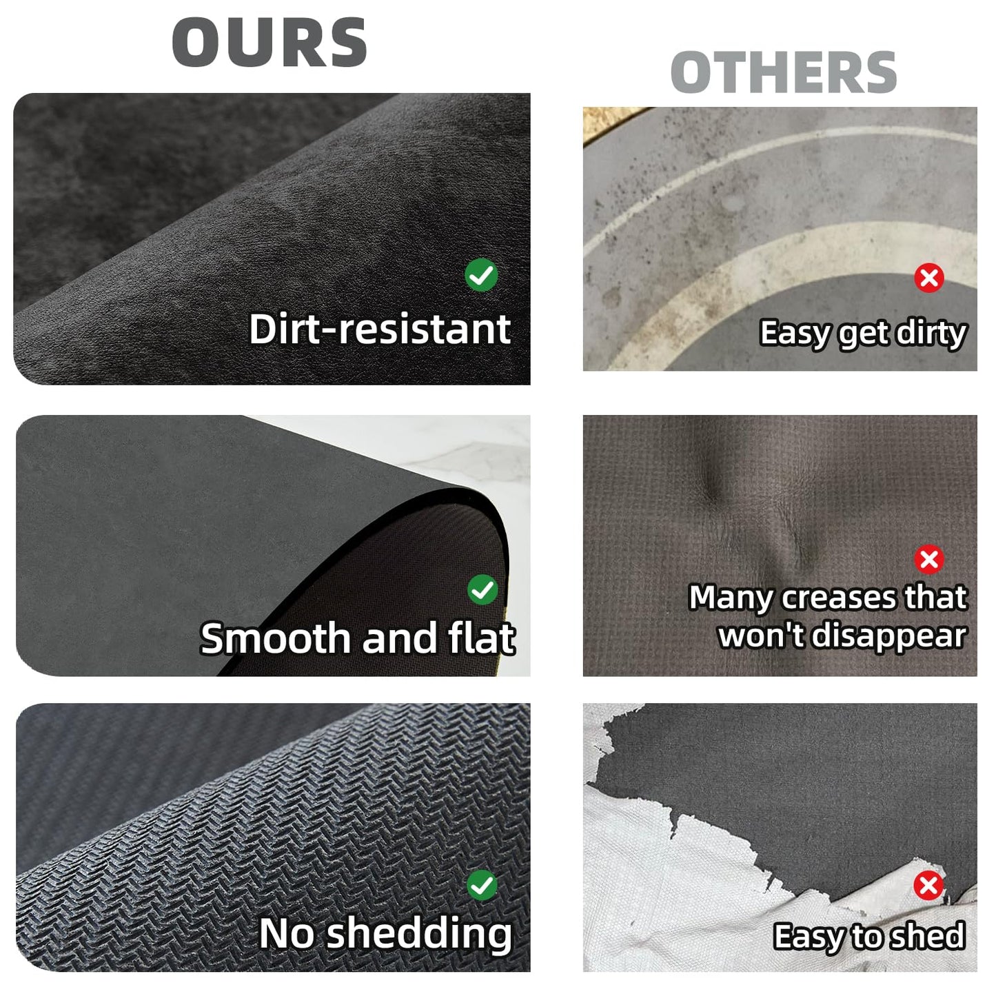 TYUU Toilet Rug, Thin Toilet Rugs U Shaped Washable Non Slip Absorbent Quick Dry Low Pile Toilet Mat, 20"x24" U Shape Black
