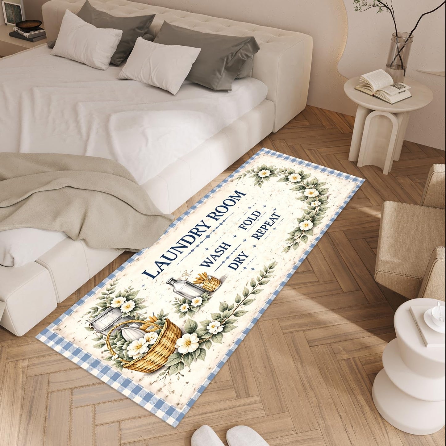 LEIWEIHOPE Retro Farm Summer Runner Rug 20x47 inch Non-Slip Waterproof Laundry Room Rug Kitchen Runner Bathroom Mat with Festive Designs,Outdoor Indoor Entryway Floor Mat Home Decor