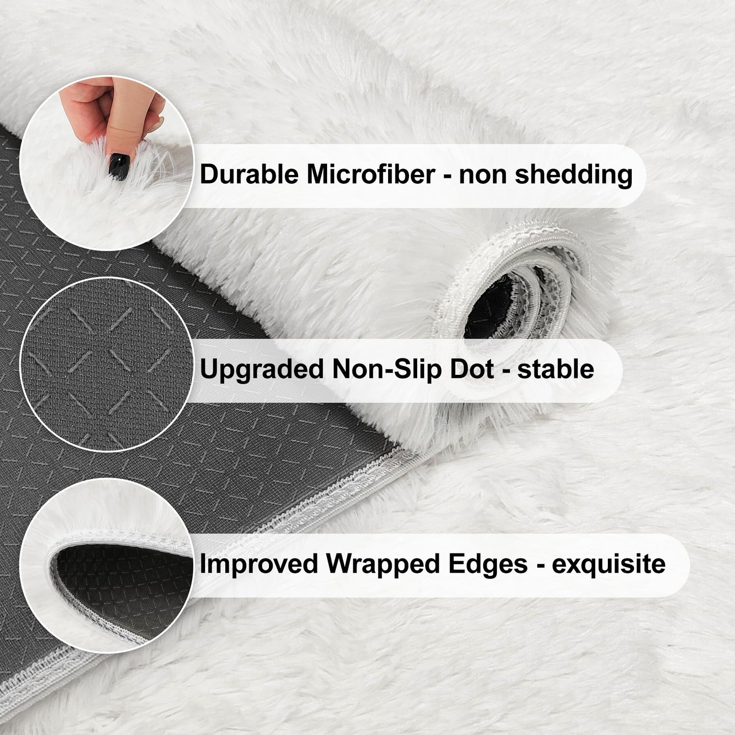 ZJYeRug White Runner Rug,Fluffy White Rug Runners for Bedroom Living Room,2x6 ft Washable No Slip Shag Fuzzy Carpet,Plush Soft Faux Fur Floor Area Rugs for Hallway Nurser Kid Dorm Home Decor Aesthetic
