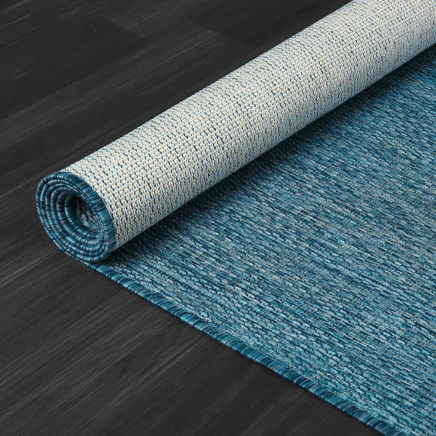 CAMILSON Outdoor Rug 8x10 Modern Area Rugs for Indoor and Outdoor Patios and Porches - Waterproof, Washable, Non-Shedding, Easy-to-Clean Outside Carpet (8 x 10, Solid - Aqua)