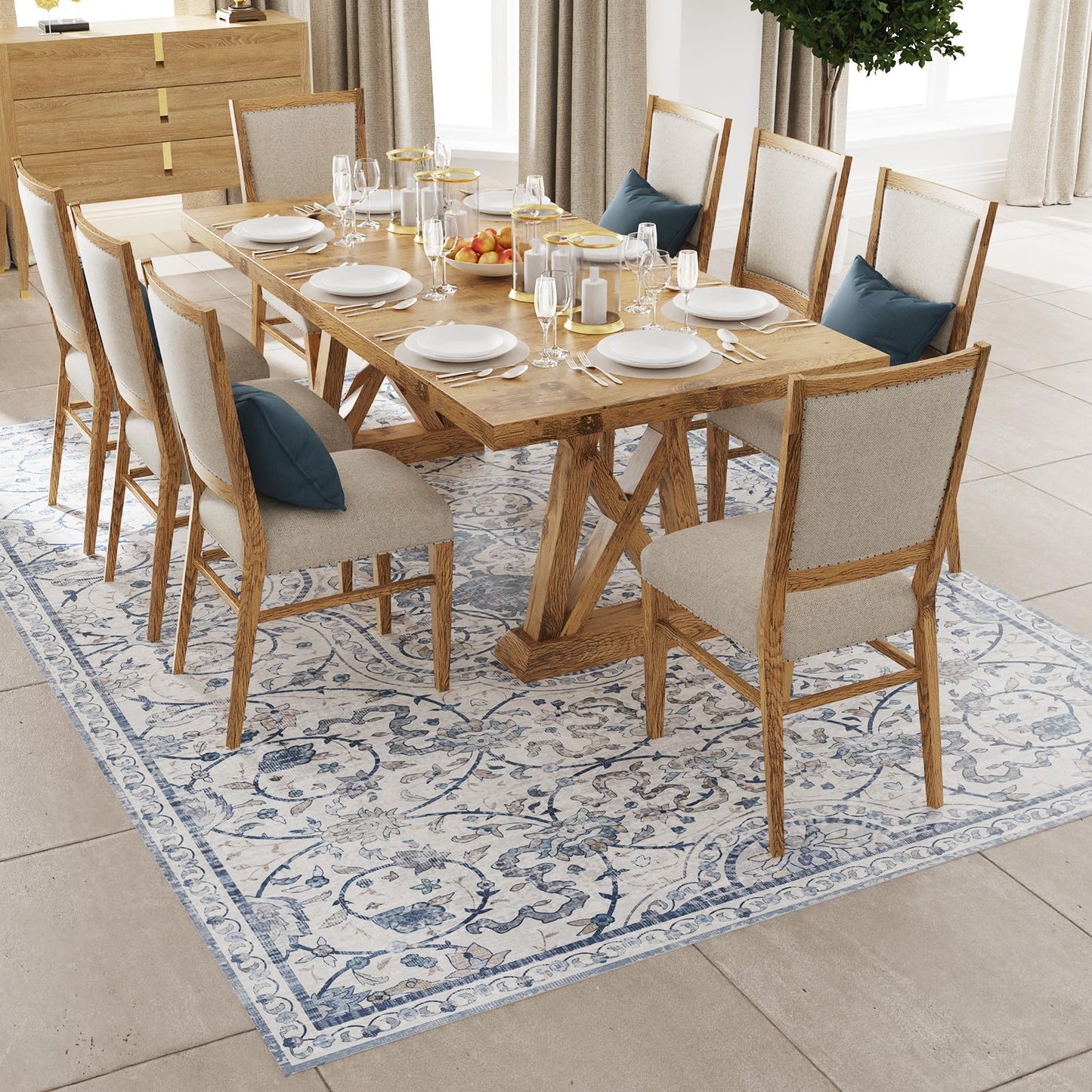 KEYDOL 5x7 Premium PVC Floor Mat, Waterproof Vinyl Rug & Plastic Floor Protector for Kitchen Table, Dining Room, Non-Slip Indoor Outdoor Use, Large Area Cover, Safe for Hardwood Floors