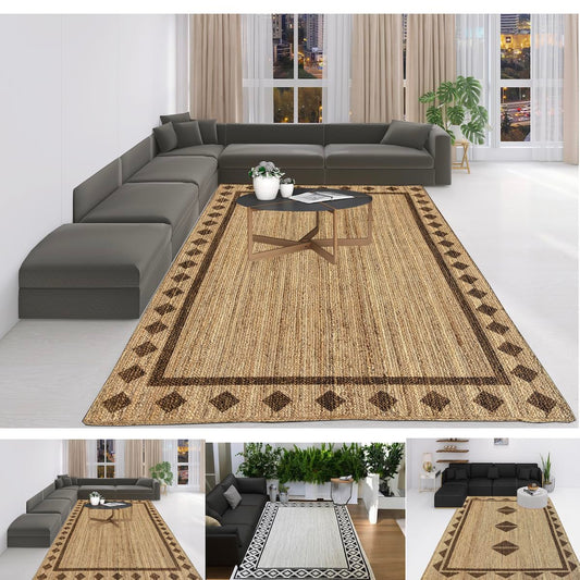 MAARSA WEAVES Hand Crafted Natural Jute Area Rug, 100% Jute, Rectangular, Handmade, Flat Woven, Low Pile