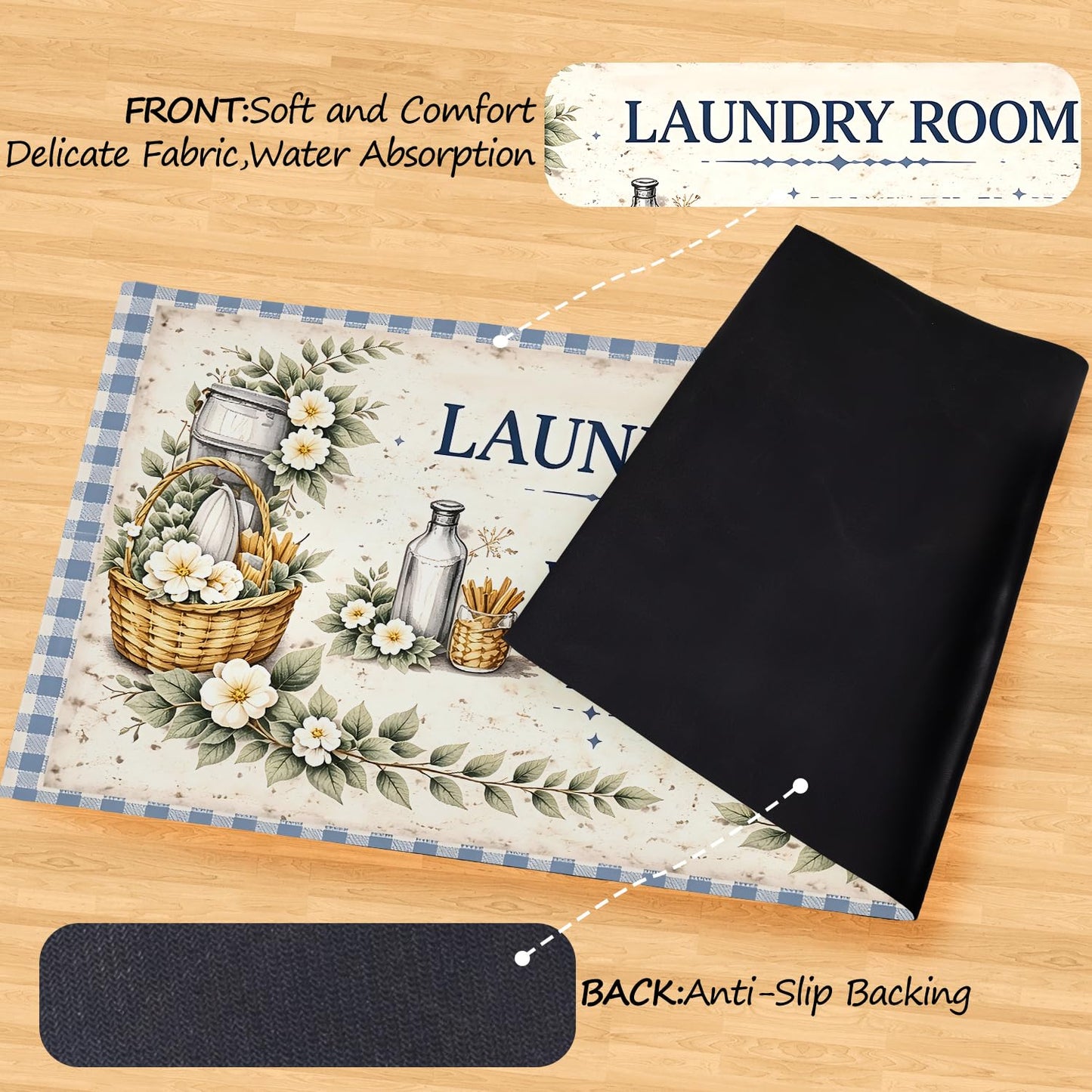 LEIWEIHOPE Retro Farm Summer Runner Rug 20x47 inch Non-Slip Waterproof Laundry Room Rug Kitchen Runner Bathroom Mat with Festive Designs,Outdoor Indoor Entryway Floor Mat Home Decor