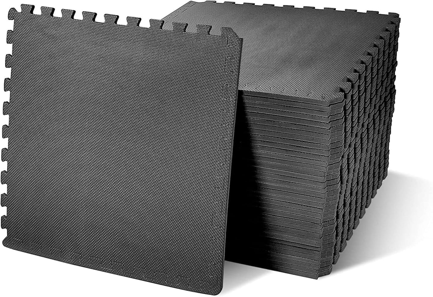 Elevon Puzzle Exercise Gym Flooring Mat, 1/2" Thick EVA Interlocking Foam Tiles Workout Mat for Home Gym, Fitness Equipment, MMA, Gymnastics, 36 Tiles Shock-Absorbing Exercise Mat, Black (144 Sq Ft)