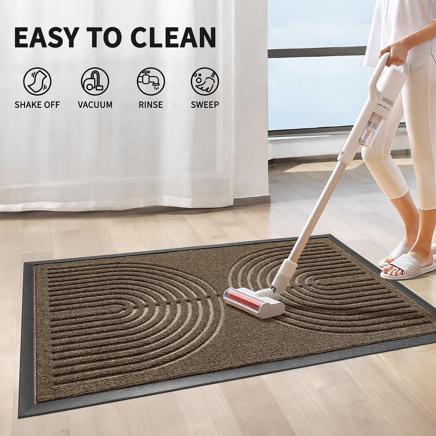 RORA Front Door Mat, Heavy Duty Door Rugs Outside Entrance,Non Slip Welcome Mats Indoor, Natural Rubber Doormat for Entryway, Patio, Garage, Porch, 29.5"x17", Brown