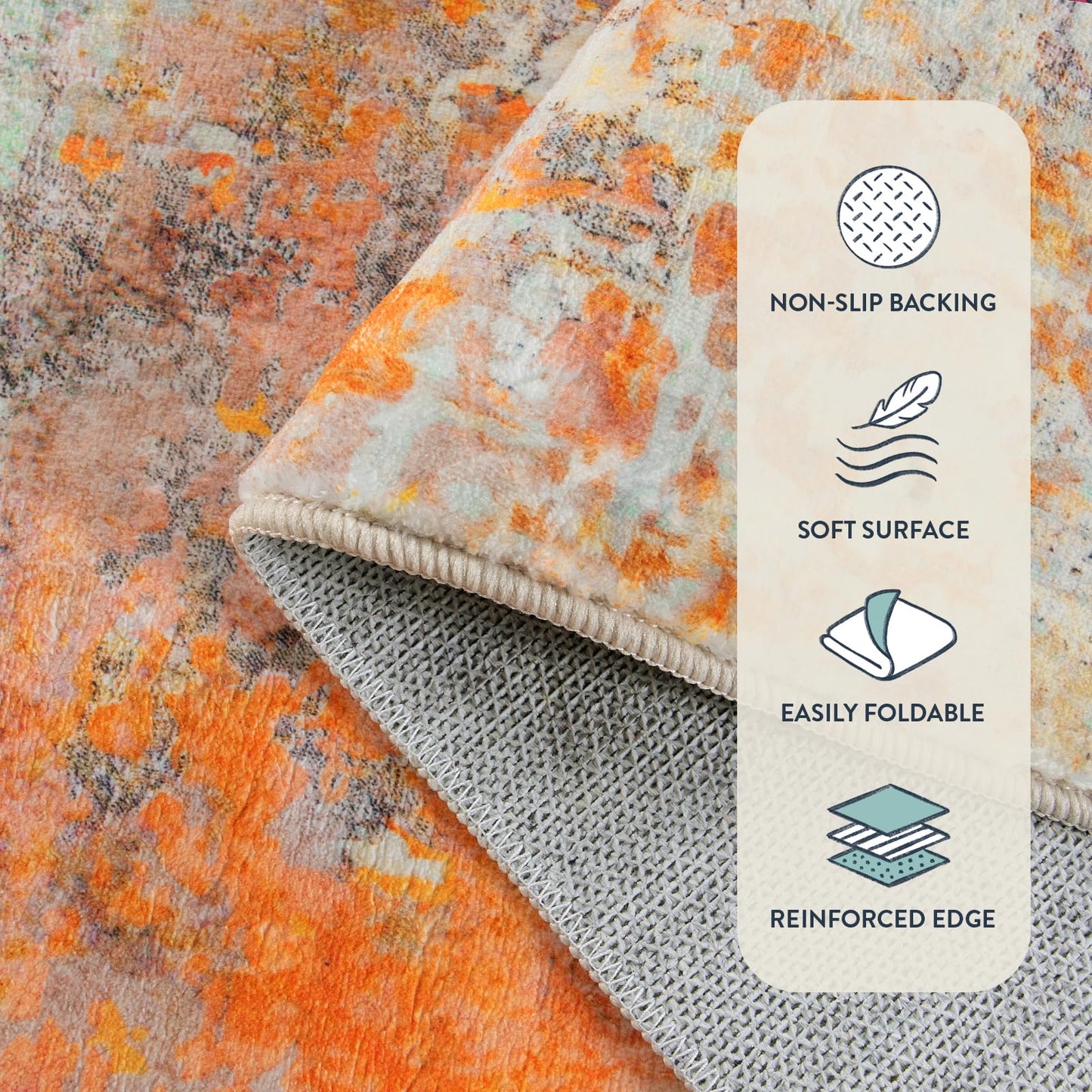 Lahome Modern Abstract Area Rug - Soft 3x5 Rugs for Bedroom Washable Living Room Entryway Rug, Contemporary Non Slip Indoor Accent Carpet for Nursery Office Kitchen Bathroom, Orange/Yellow