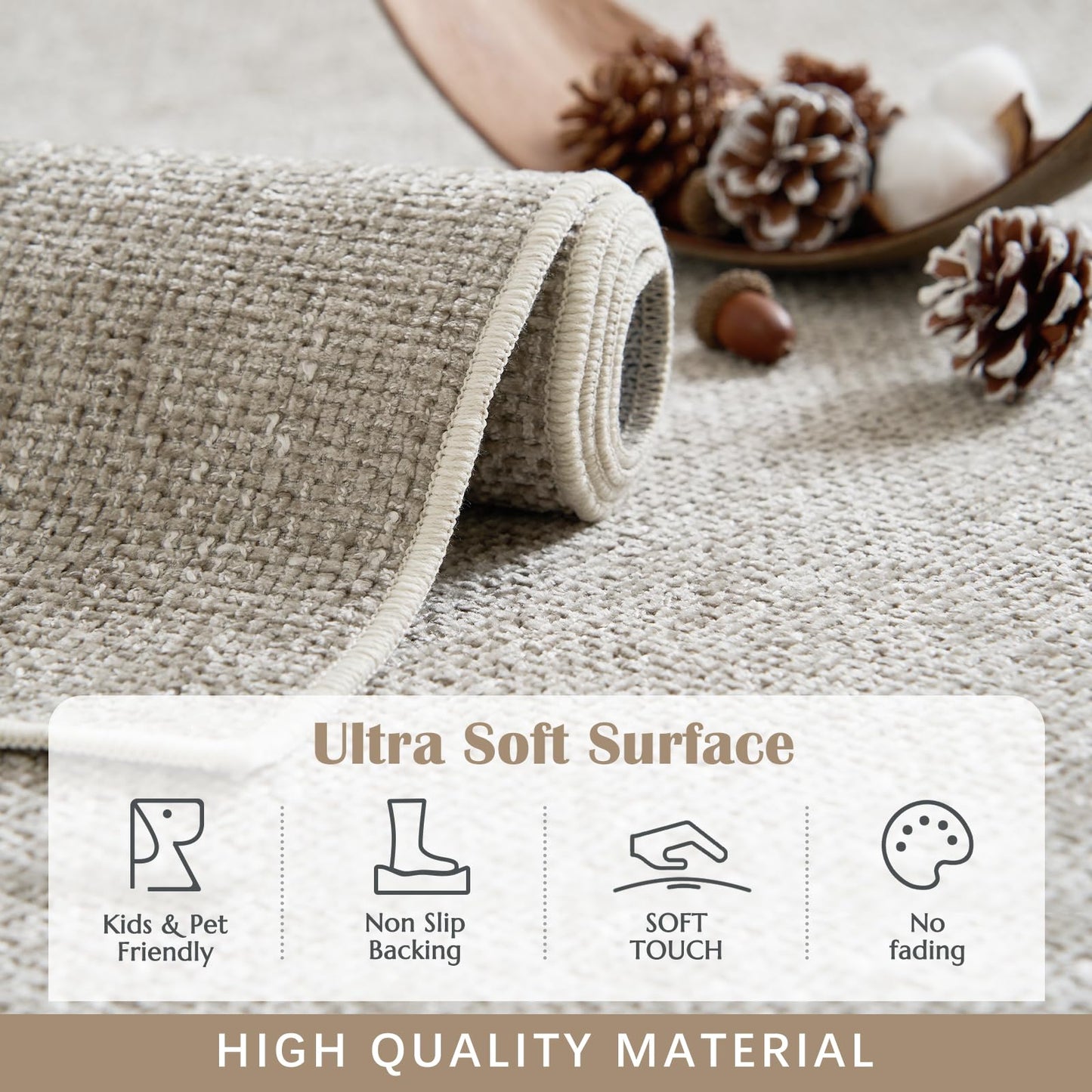 jinchan Modern Area Rug 2x3 Washable Rug Indoor Thin Entryway Doormat Grid Accent Floor Cover Geometric Contemporary Non Slip Soft Carpet for Kitchen Living Room Bedroom Bathroom Home Office Taupe