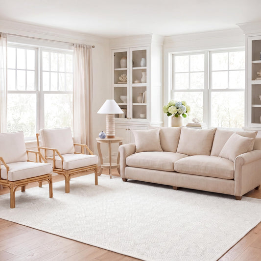 SAFAVIEH Natural Fiber Collection Area Rug - 9' x 12', Ivory, Handmade Wool & Jute, Ideal for High Traffic Areas in Living Room, Bedroom (NF487A)