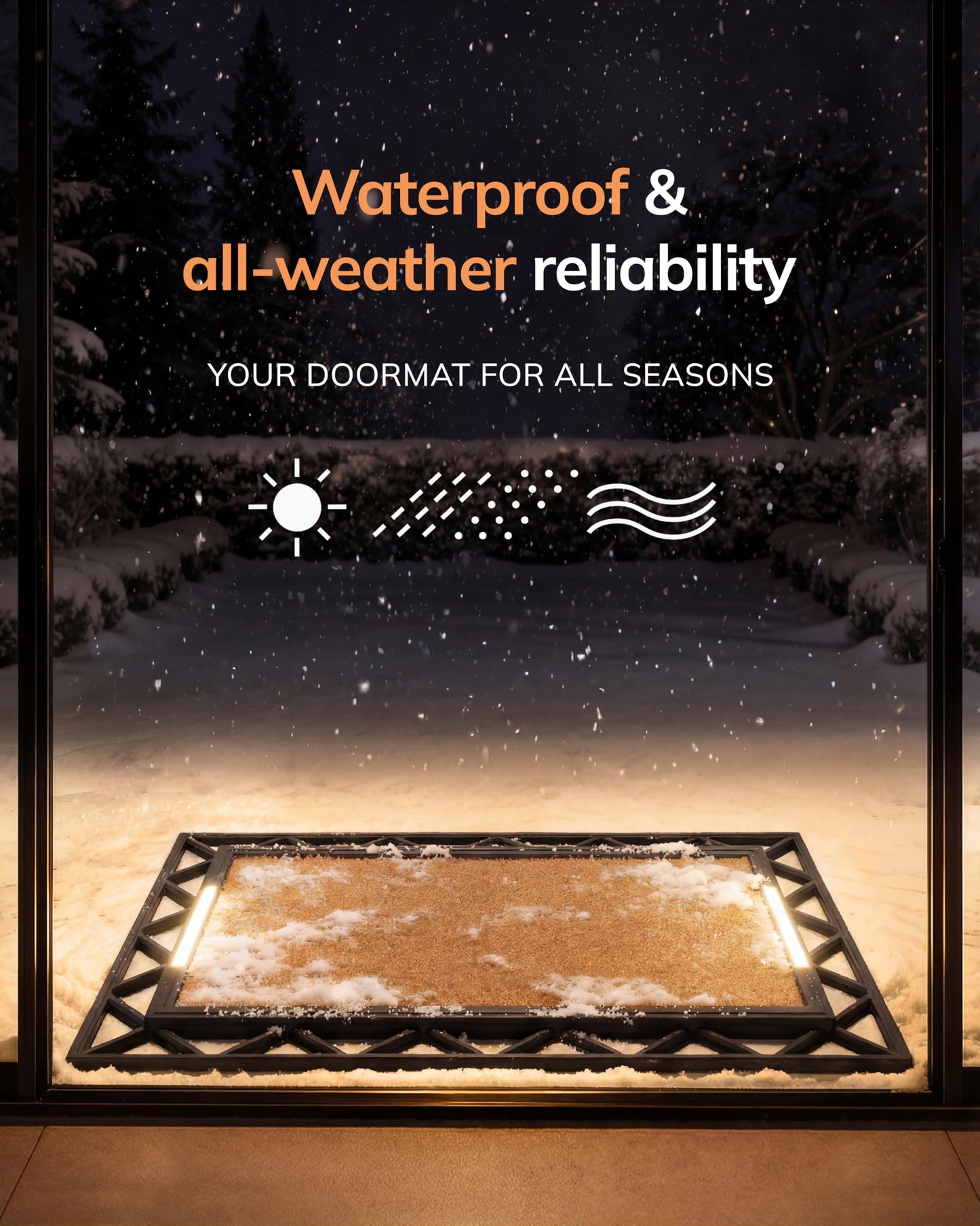 Anji Mountain BriteStep with LED Lights, Front Door Mat - Pressure-Activated Welcome Mat, All-Weather, Outdoor Doormat 18x30 Coir Insert, Wireless 3AA, Auto Shut-Off, 38x26.5in
