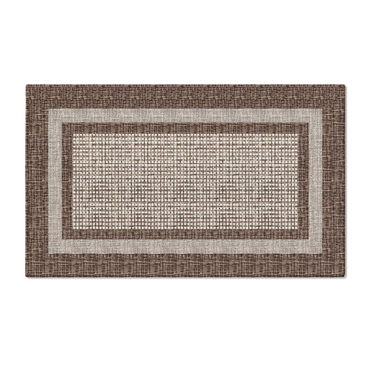 Artoid Mode Brown Rectangle Plaid Washable Doormat, Seasonal Decor Non Slip Low-Profile Absorbent Natural Rubber Back Door Mat 17x29 Inch