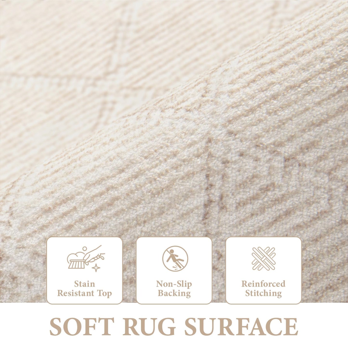 Area Rug Living Room Rugs 8x10 - Large Soft Boho Geometric Rug, Non-Slip Foldable Washable Rugs Non Shedding Morden Indoor Floor Carpet for Living Bedroom Office Dining Room(Modern Beige,8'x10')