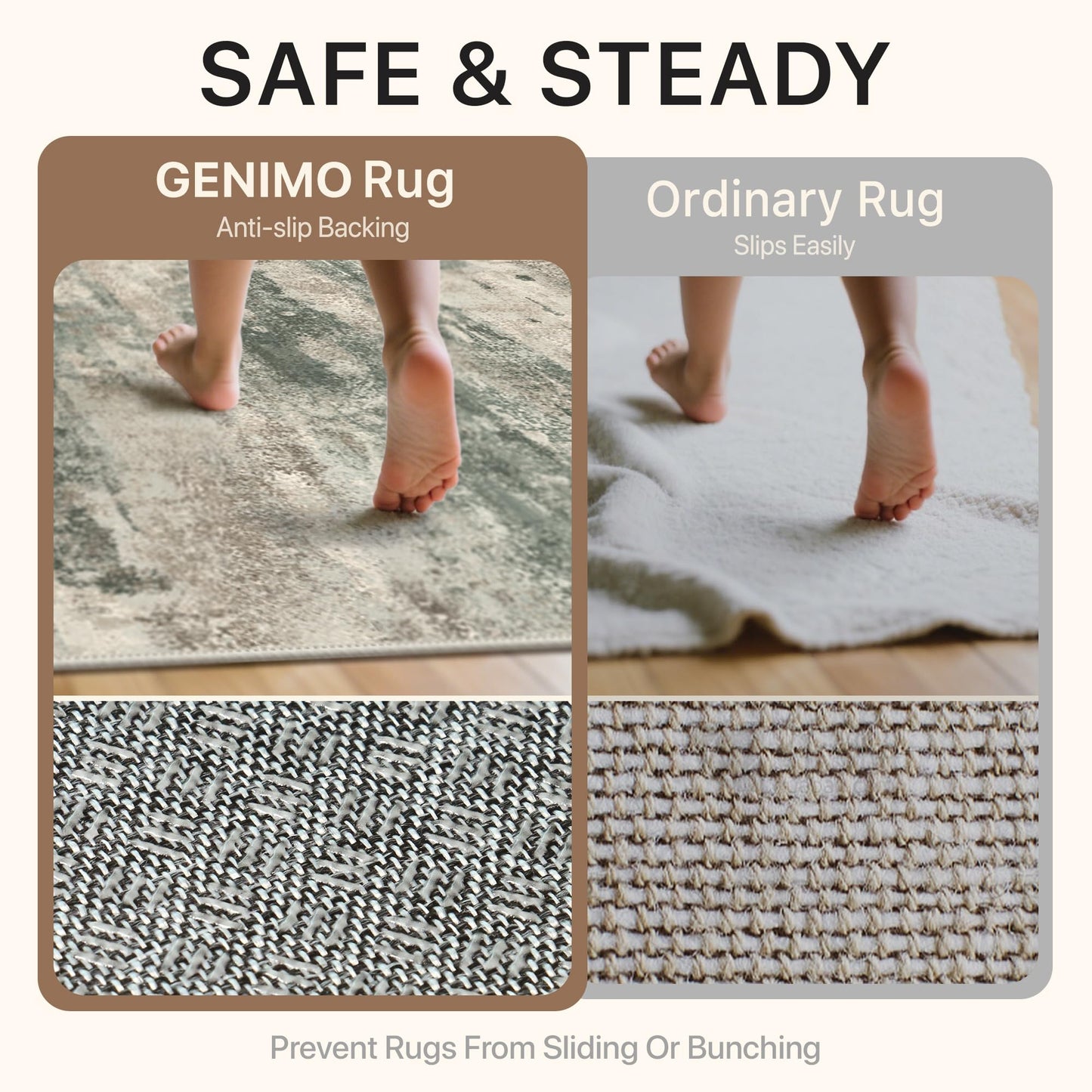 GENIMO 2x3 Rugs for Entryway, Washable Bathroom Kitchen Rugs Non Slip, Modern Abstract Soft Small Area Rug Indoor, Low Pile Throw Carpet, Sage Sand