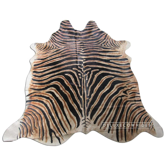 Deluxe Cowhides - Cowhide Area Rug - Dark Brown Genuine Zebra Cowhide Approx 7X6 feet or 213X183cm