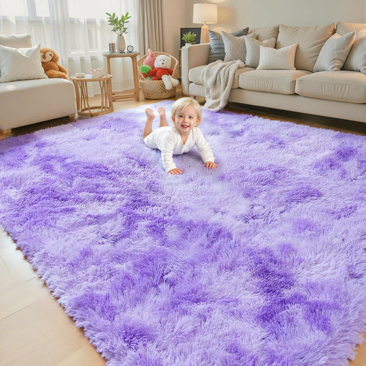 Rugs for Living Room 5x8, Alfombras para Salas Shag Large Plush Soft Area Rug, Shaggy Carpets for Bedroom, Kids Boys Girls Home Decor Aesthetic (Purple Starry, 5x8 Feet)