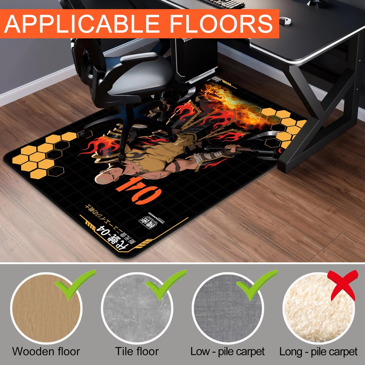 MSKGTML Office Chair Mat for Hardwood Floors, 35" x 47" for Hardwood and Tile Floors, Non-Slip Hard Floor Protector, Rolling Chair Mat, Computer Desk Chair mat, Home Office Carpet