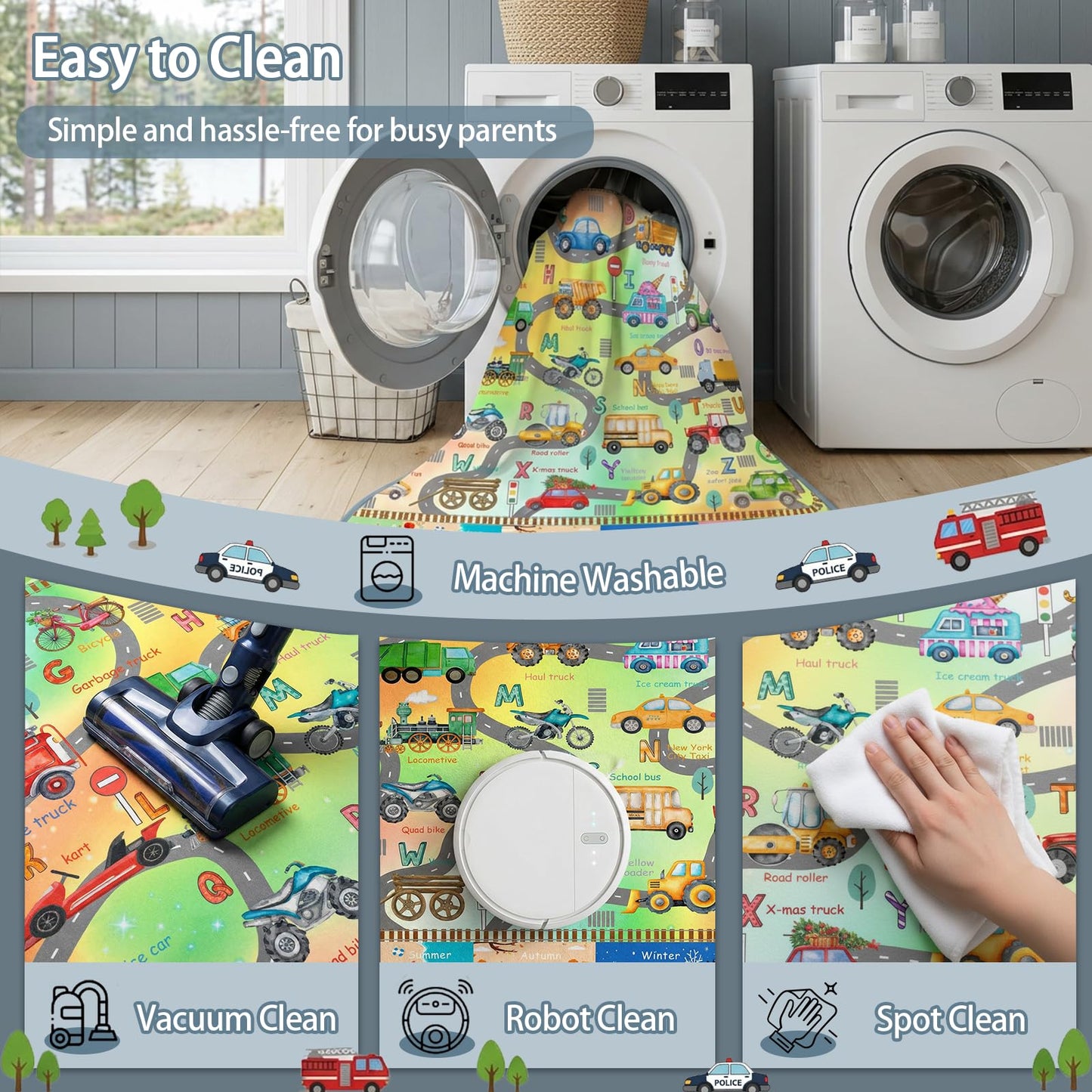 5'x7' ABC Rug for Kids Playroom, Classroom, Nursery, Daycare, Car Rug Play Mat for Children Toddler Girls Boys Bedroom, Educational Kids Carpet for Learning Alphabet, Numbers, Colors, Shapes