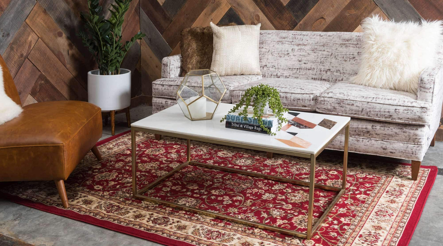 Unique Loom Sialk Hill Collection Area Rug - Washington (5' 3" x 8' Rectangle, Burgundy/ Cream)